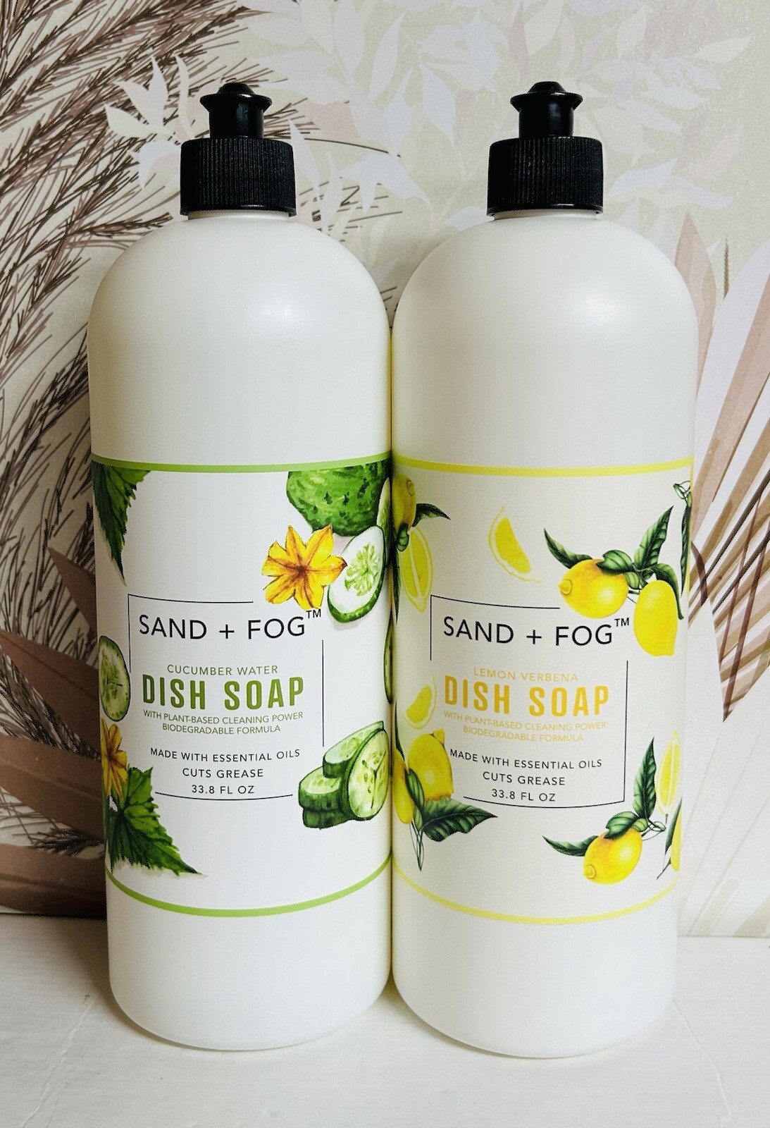 Sand + Fog ~ Lemon Verbena & Cucumber Water Dish Soap 33.8 fl oz Each
