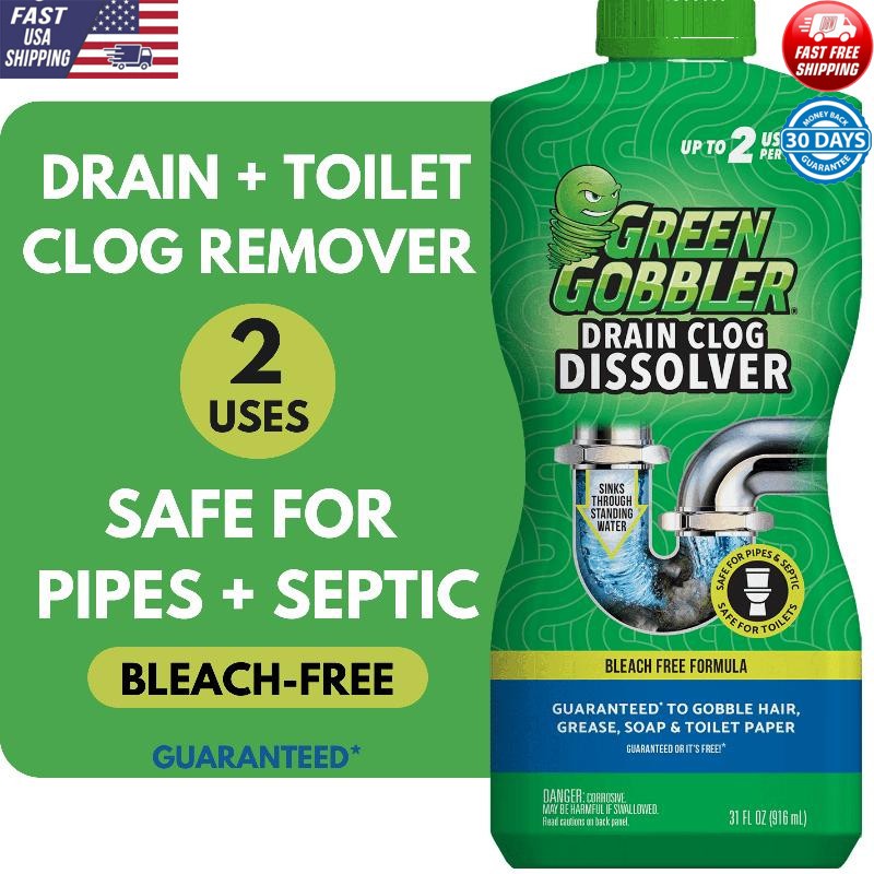 Drain Clog Remover 15.5oz 2 Pack Dissolves Hair Soap Grease Flushables New