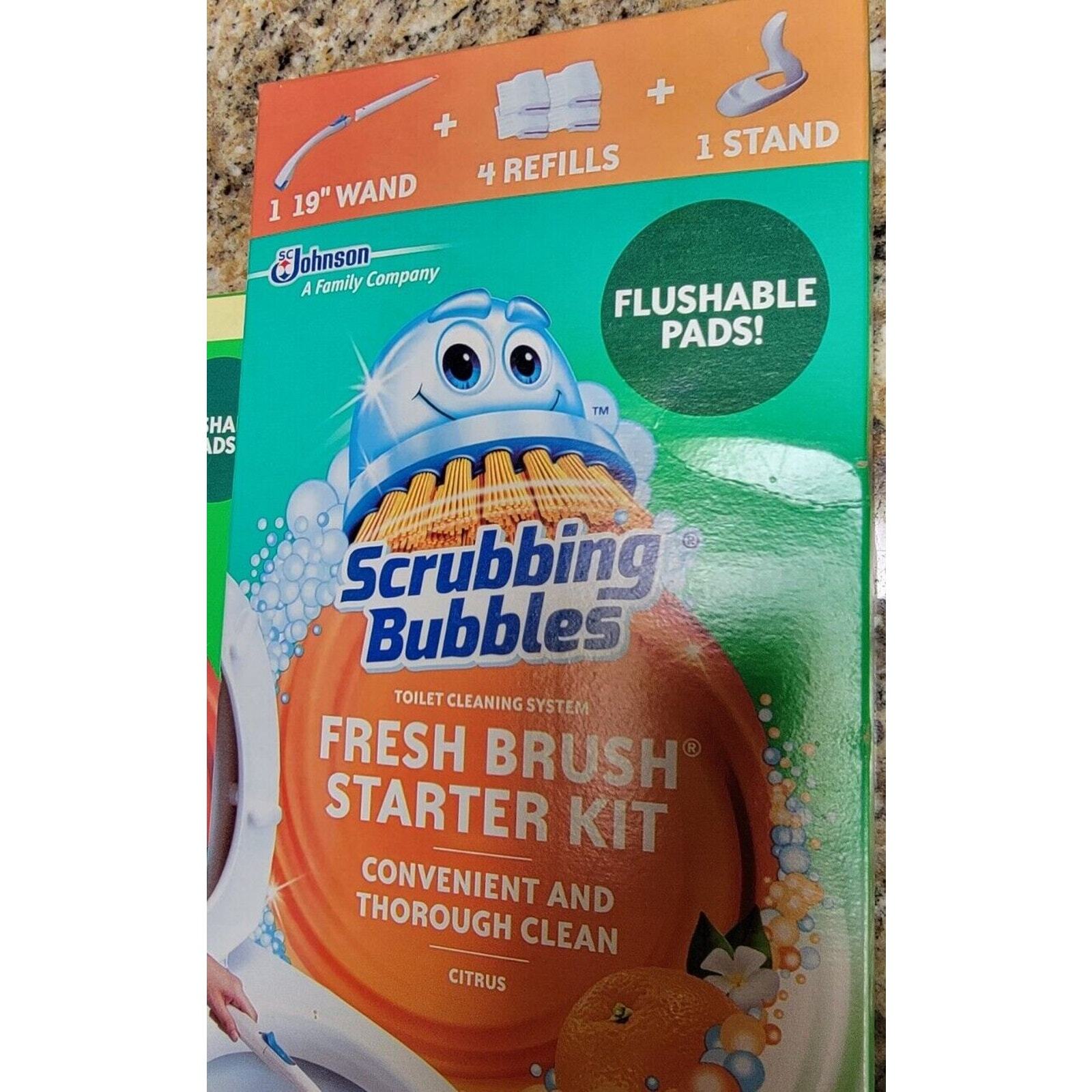 Scrubbing Bubbles Brush Citrus Starter Kit 19” Wand 4 Refills & Stand+ 10 Refill