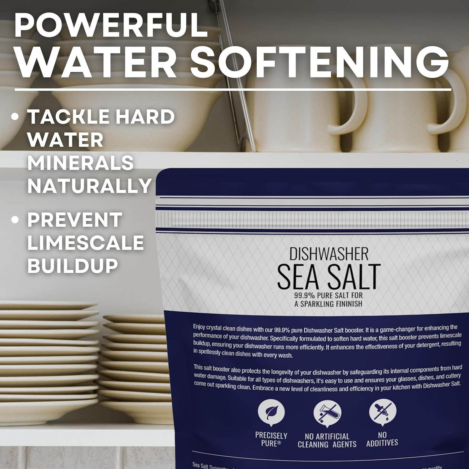Dishwasher Salt, Natural Water Softener Salt, Food Grade Coarse Sea Salt Comp…