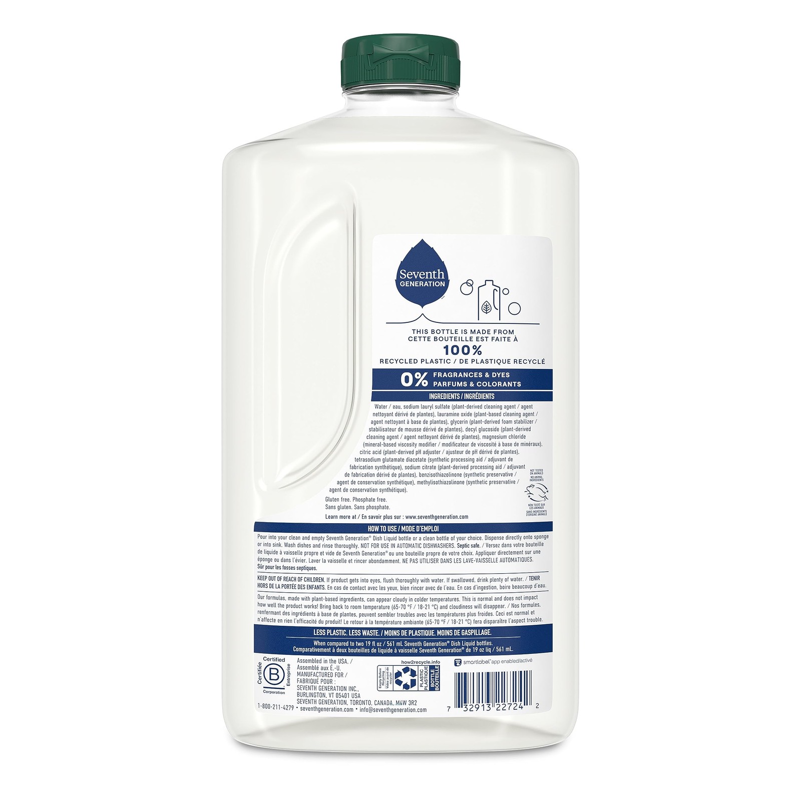 Seventh Generation Dish Soap Refill, Free and Clear, 50 fl oz, 3 Pack, Plant-…
