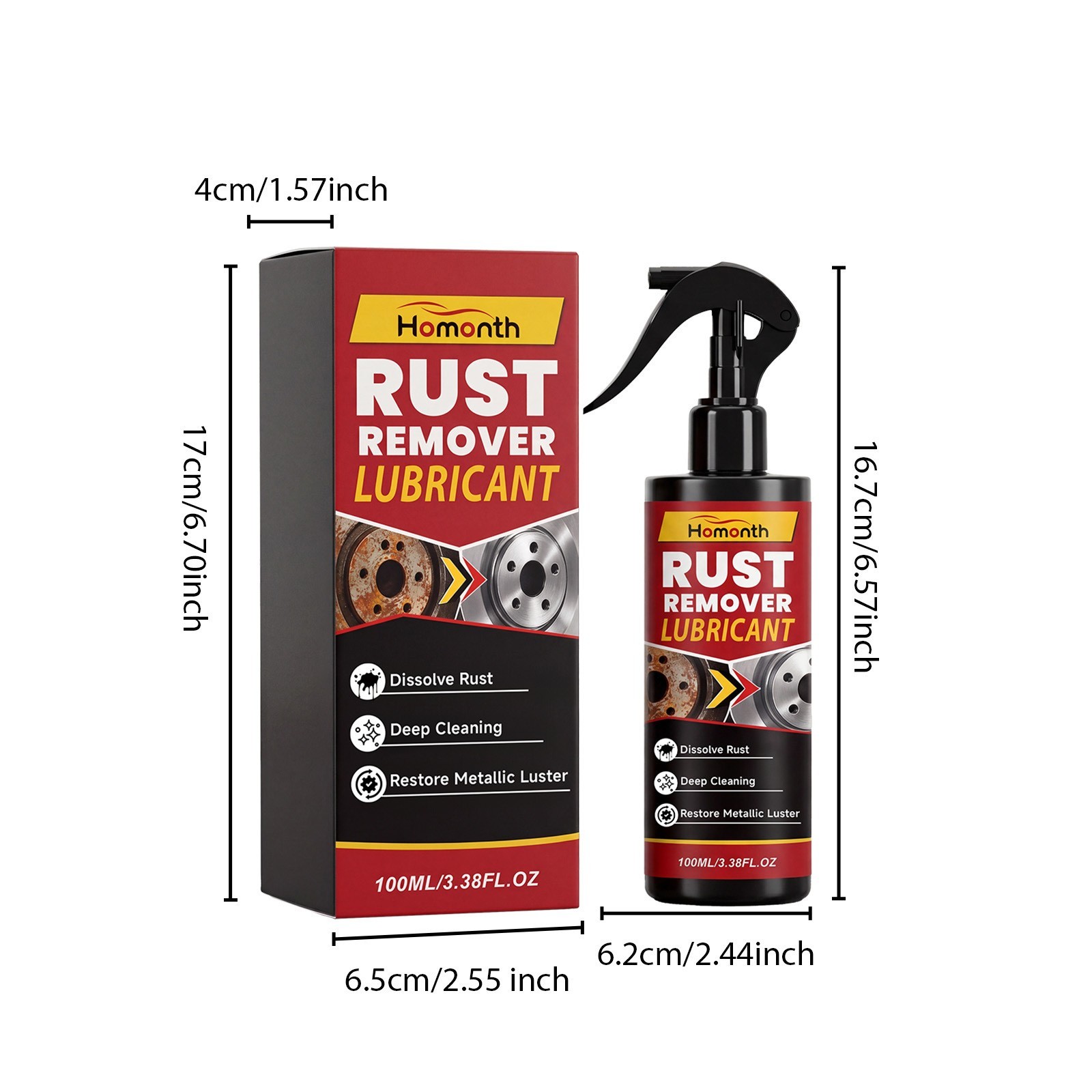 Rust Remover Lubricant Spray, Metal Rust Remover Spray For Car Parts Cleaning