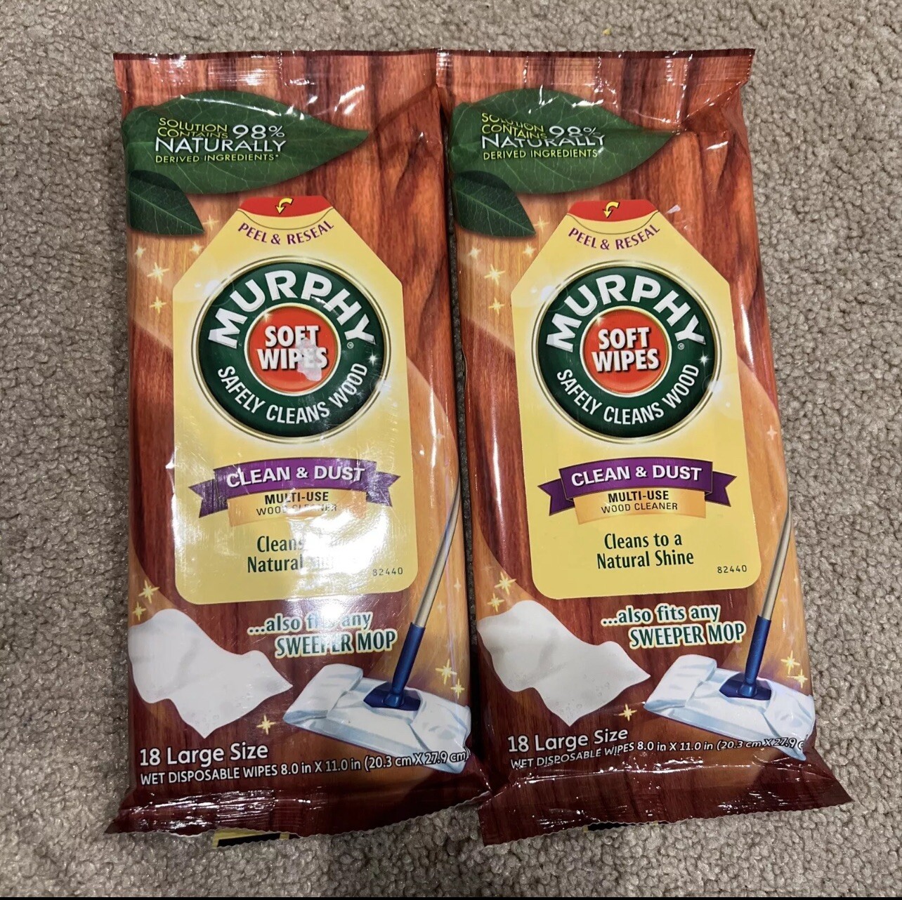 Murphy Soft Wipes Clean &Dust Multi-Use Wood Cleaner Lot of 2 NEW SEALED 18 each