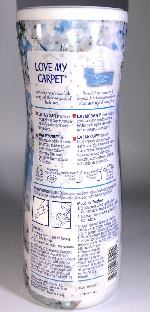 LOVE MY CARPET Rug Carpet Deodorizer FRESH LINEN Pet Odor 17 oz-NEW-SHIPS N 24 H