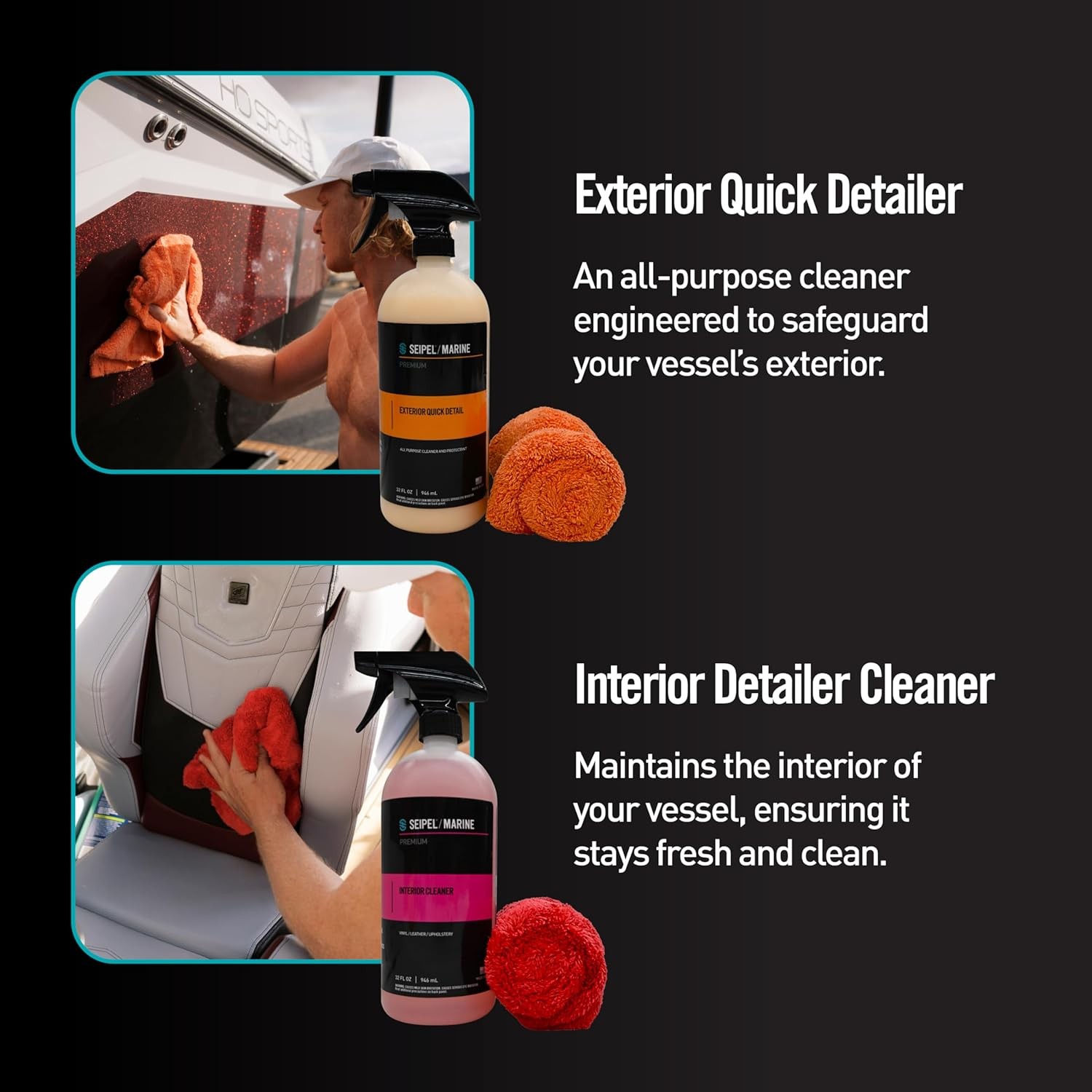 Boat Cleaning Kit 4 Pack Marine Interior Cleaner UV Protectant Spray 32oz