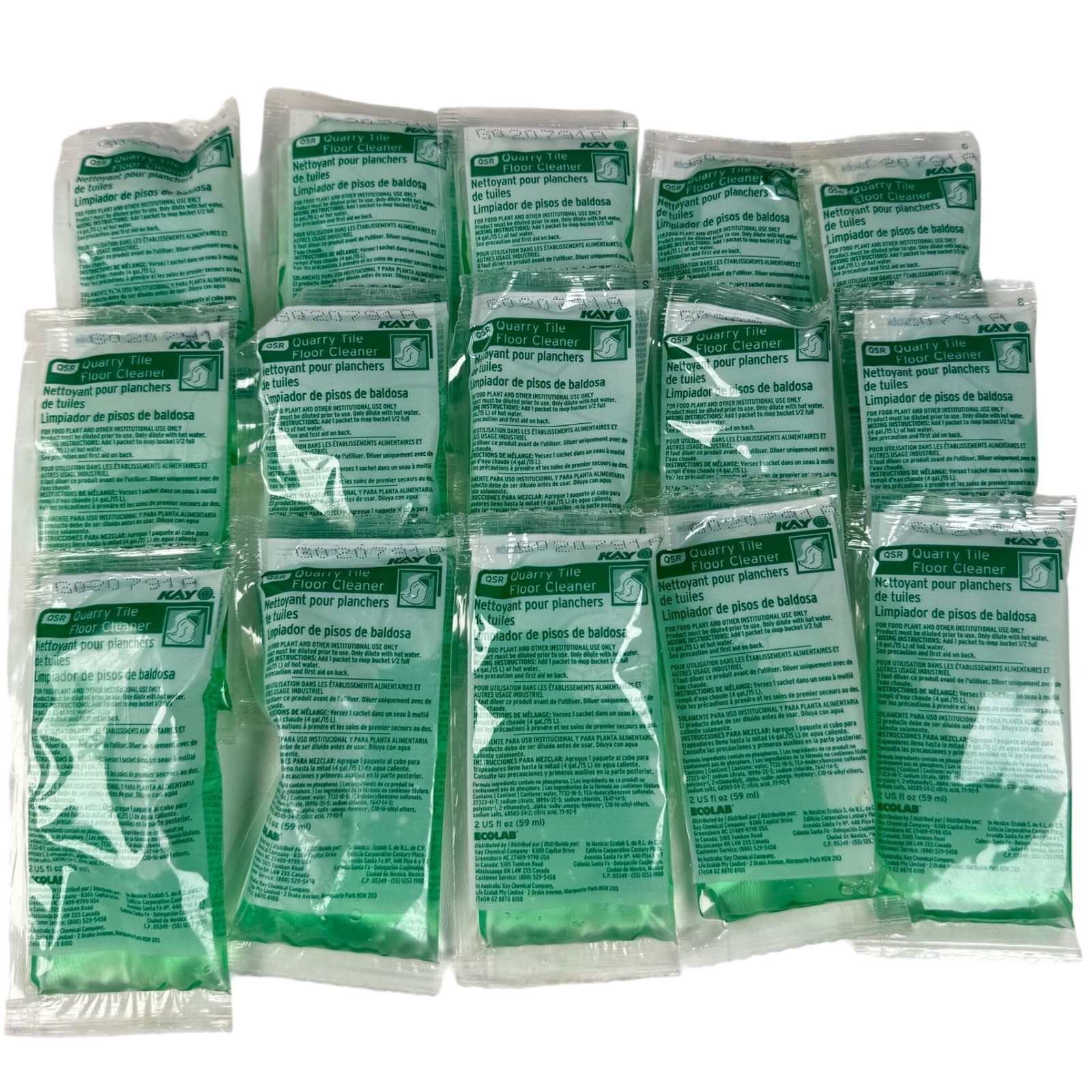 Lot 15 Ecolab Kay Quarry Tile Ceramic Commercial Floor Cleaner Degreaser 2oz