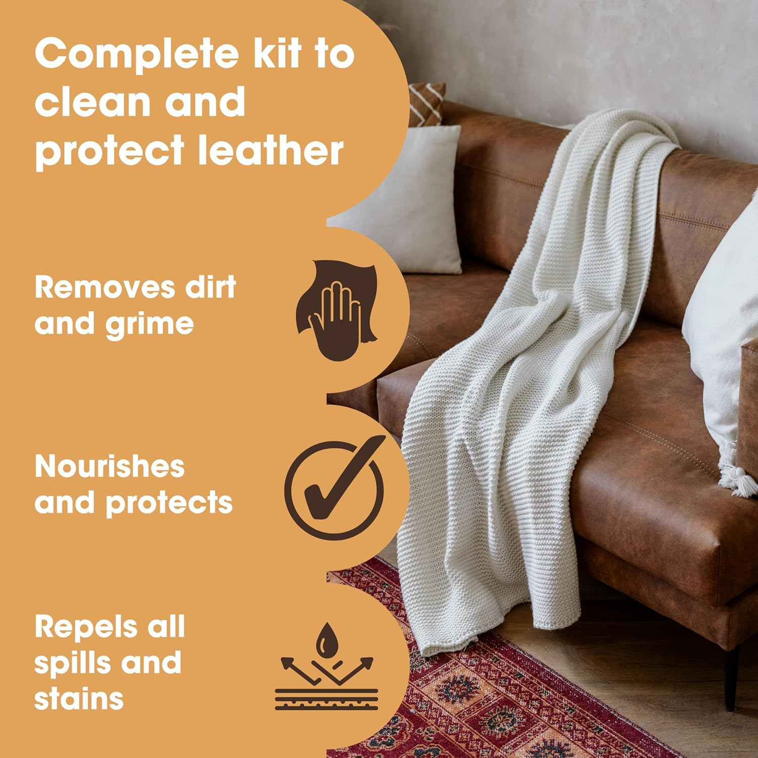 Large Leather Care Kit | Leather Cleaner + Conditioning Protection Cream for Fur