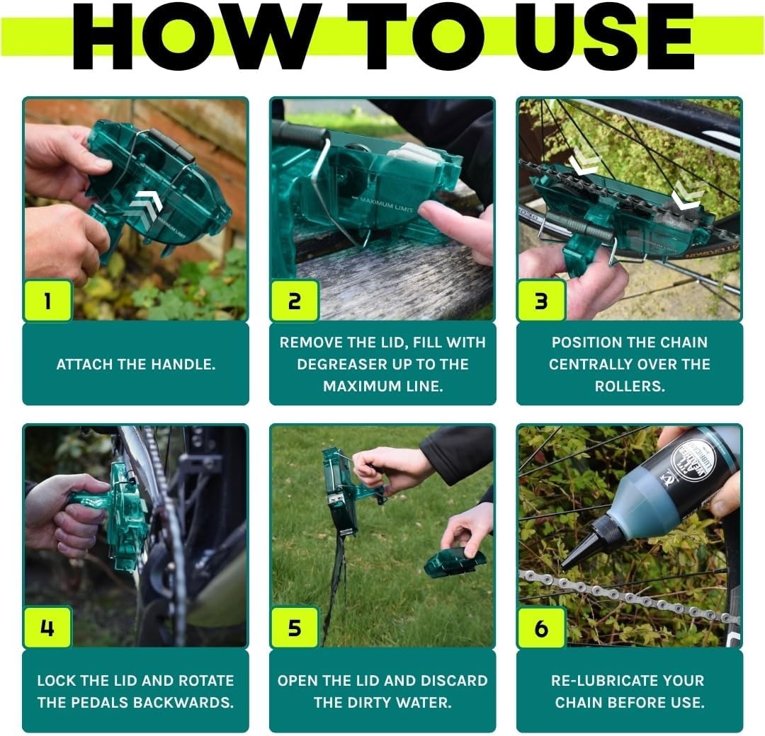 VeloChampion Green Handheld Bike Chain Cleaning Tool | No Chain Removal Neede…
