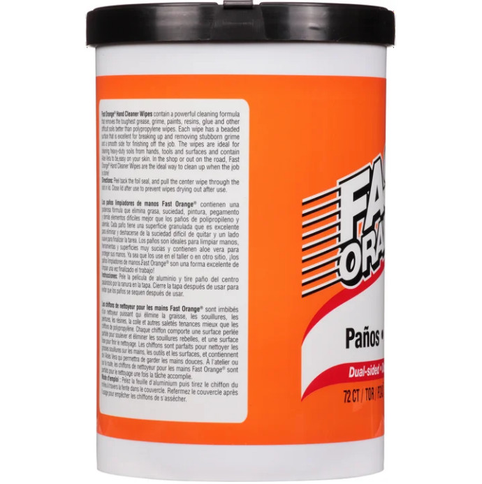 4 Pack Permatex Fast Orange Hand Cleaner Wipes, 72Ct Container Clean Scent,25053