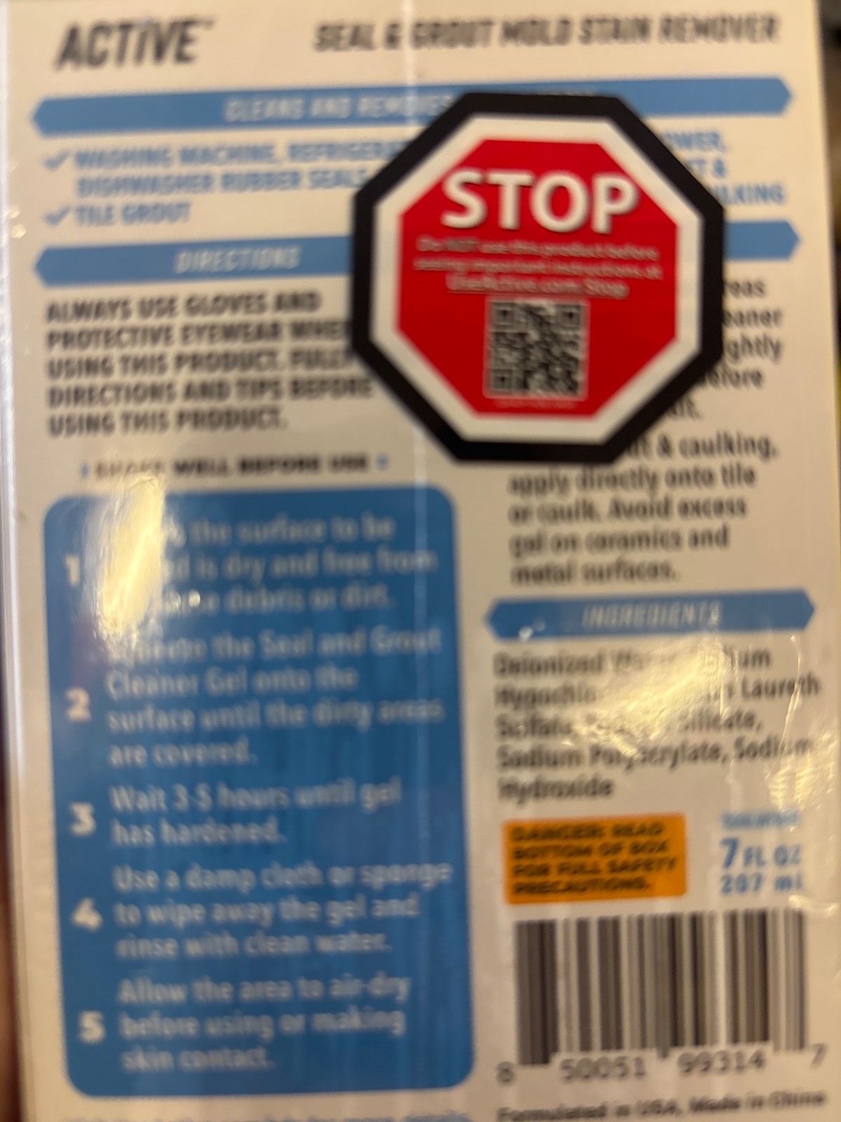 NEW & SEALED – Active Mold Stain Remover Seal Grout Deep Clean 7oz – Deodorizes