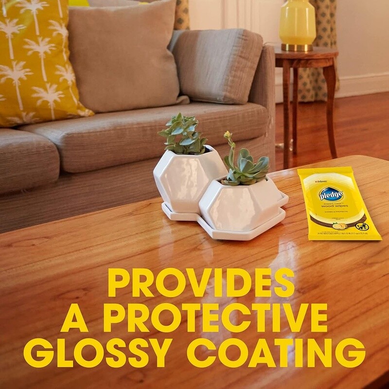 Wood Wipes Lemon Scented Polish Shine Protect Sealed Surfaces 24 Count New
