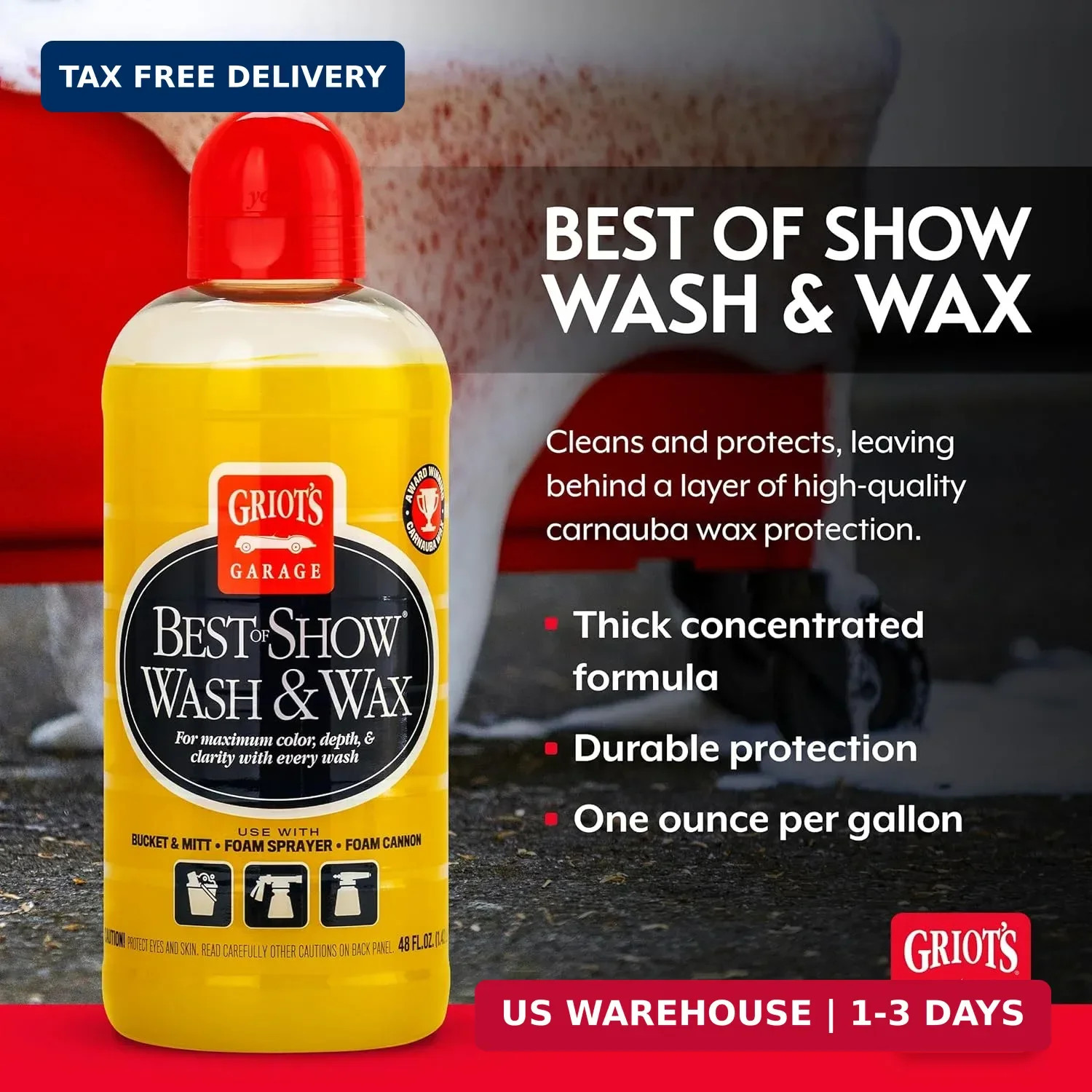 Griot’s Garage Best of Show Wash and Wax for Car Detailing and Cleaning, Carnaub
