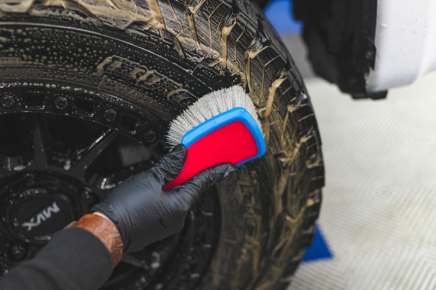 – ProGrip XL Tire Brush – Ergonomic ProGrip Handle – Stiff Synthetic Bristles…