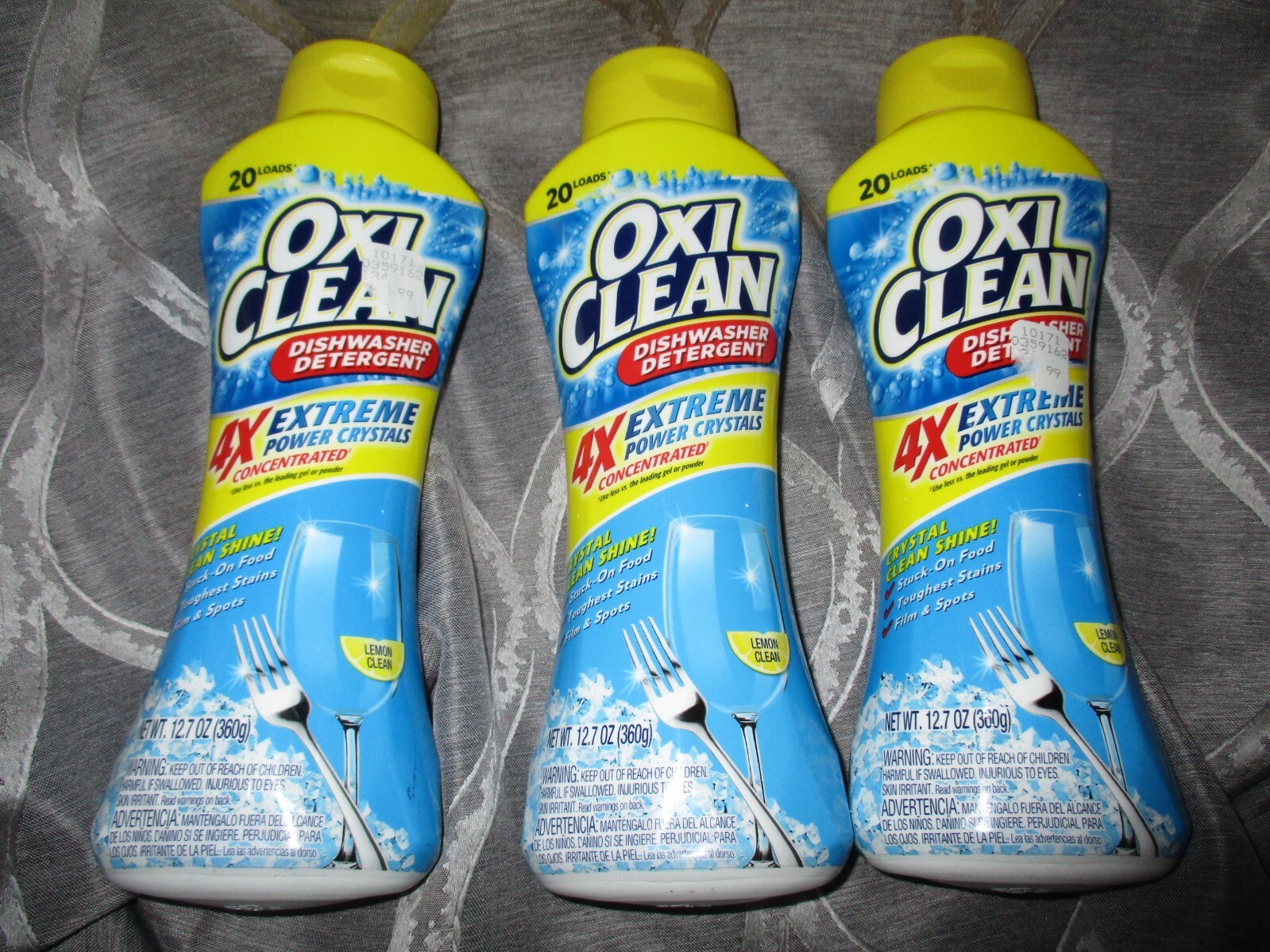 lot of 3 OxiClean Dishwasher Detergent 4x Extreme Power Crystals Lemon Clean