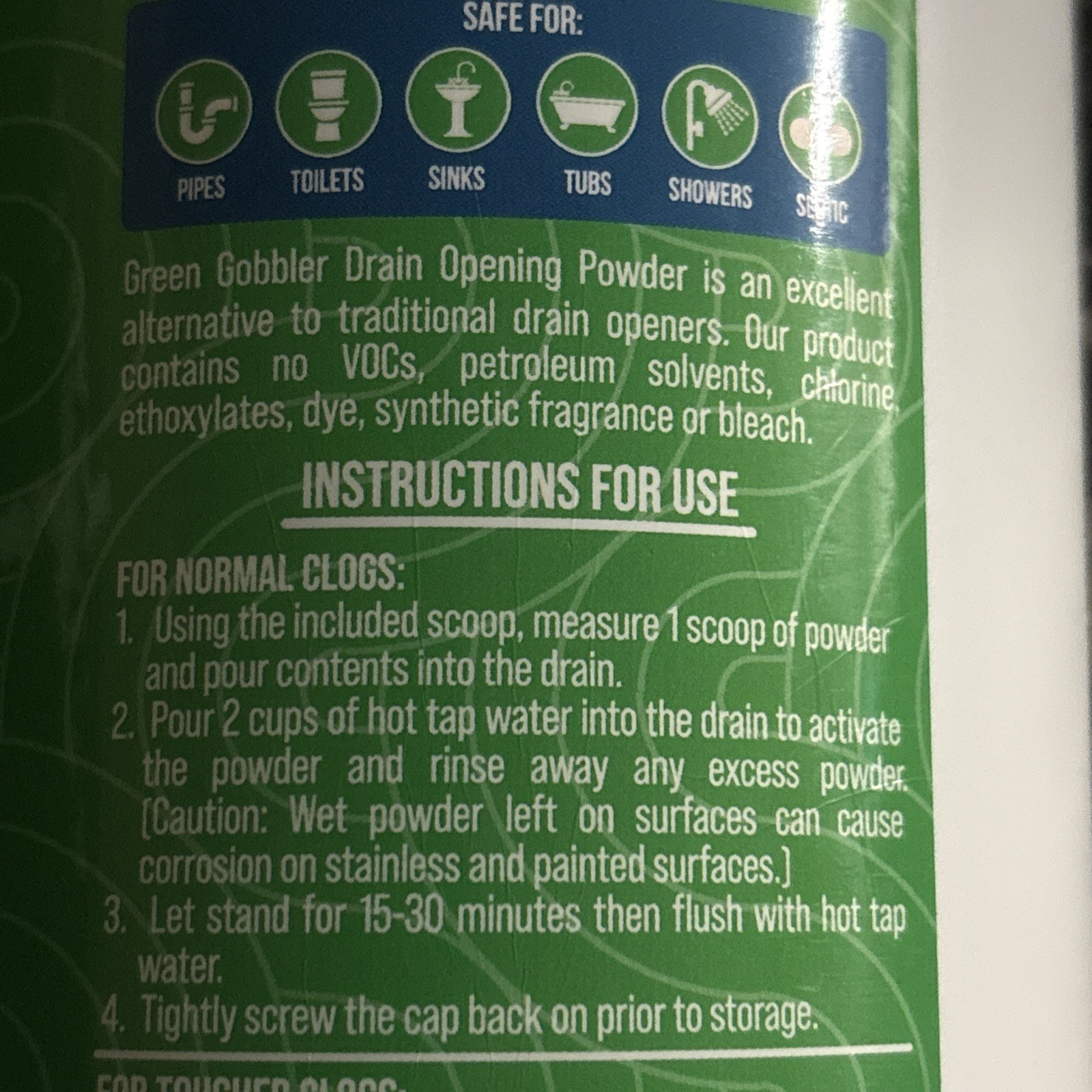 Drain Clog Remover and Drain Opening/Cleaning Powder 3.31 lbs Green Gobbler