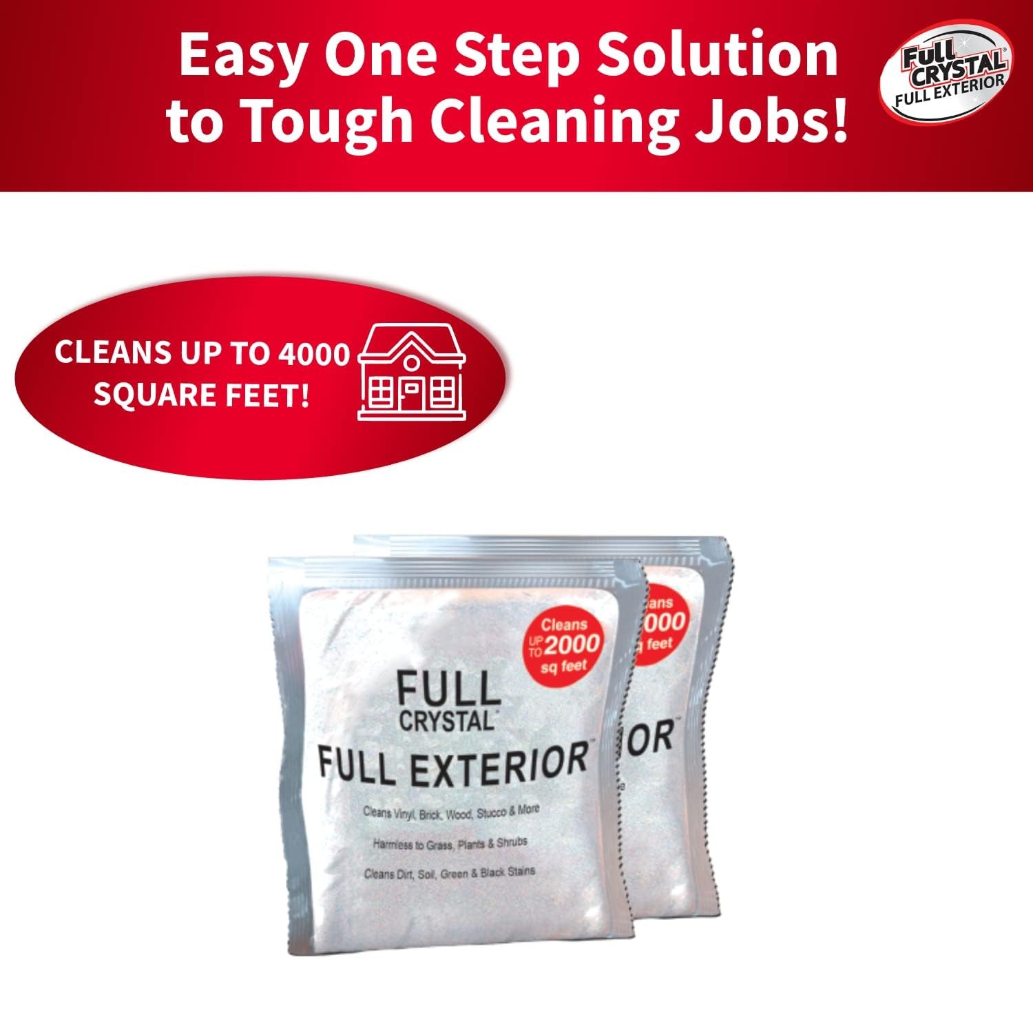 Full Exterior Refill Kit – Crystal Powder Outdoor Cleaner Packets, 16 oz, Eac…