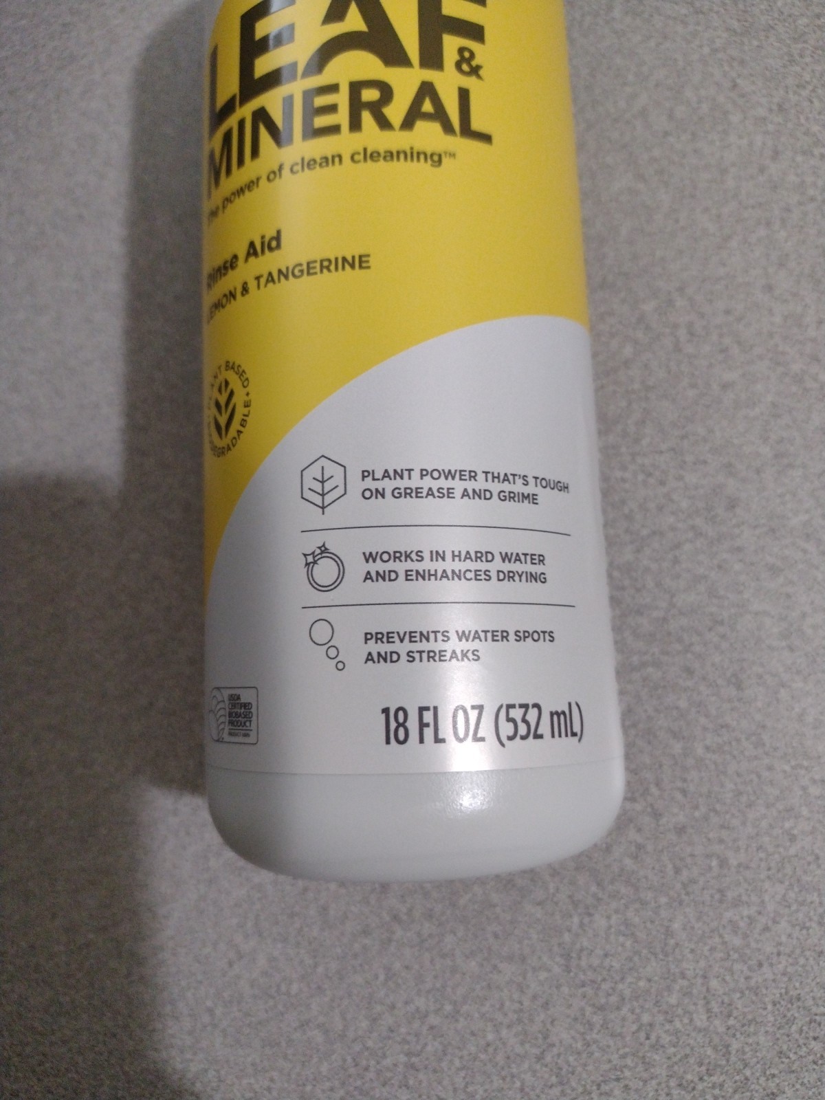 Leaf & Mineral Rinse Aid for Dishwasher – Lemon & Tangerine – 18 fl oz (532 mL)