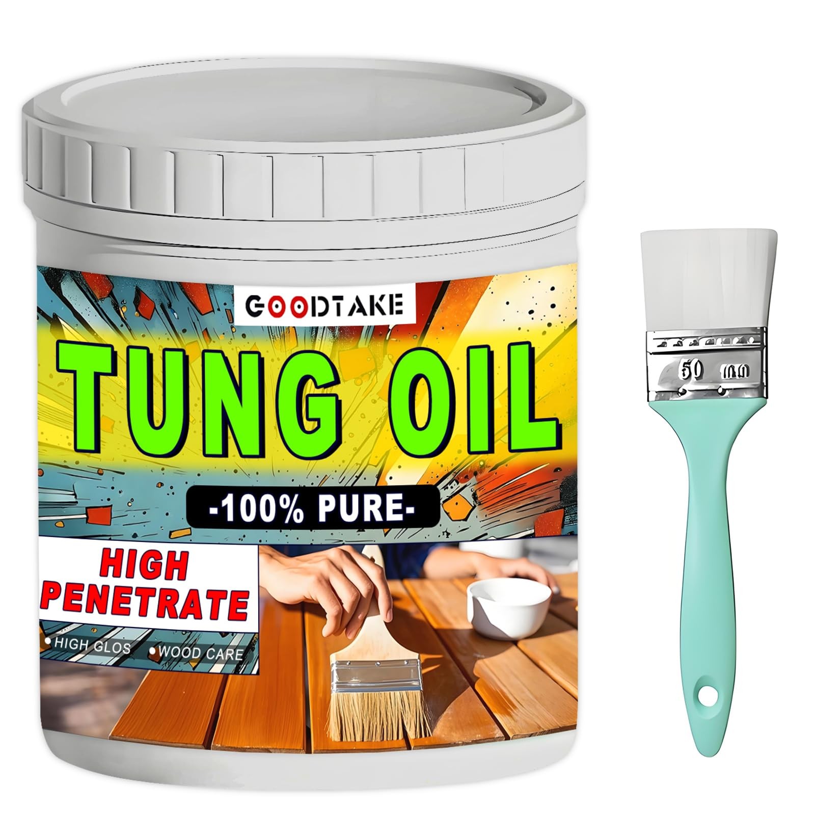 Pure Tung Oil, Premium Tung Oil Finish with Brush, Pure Tung Oil Wood Sealer …