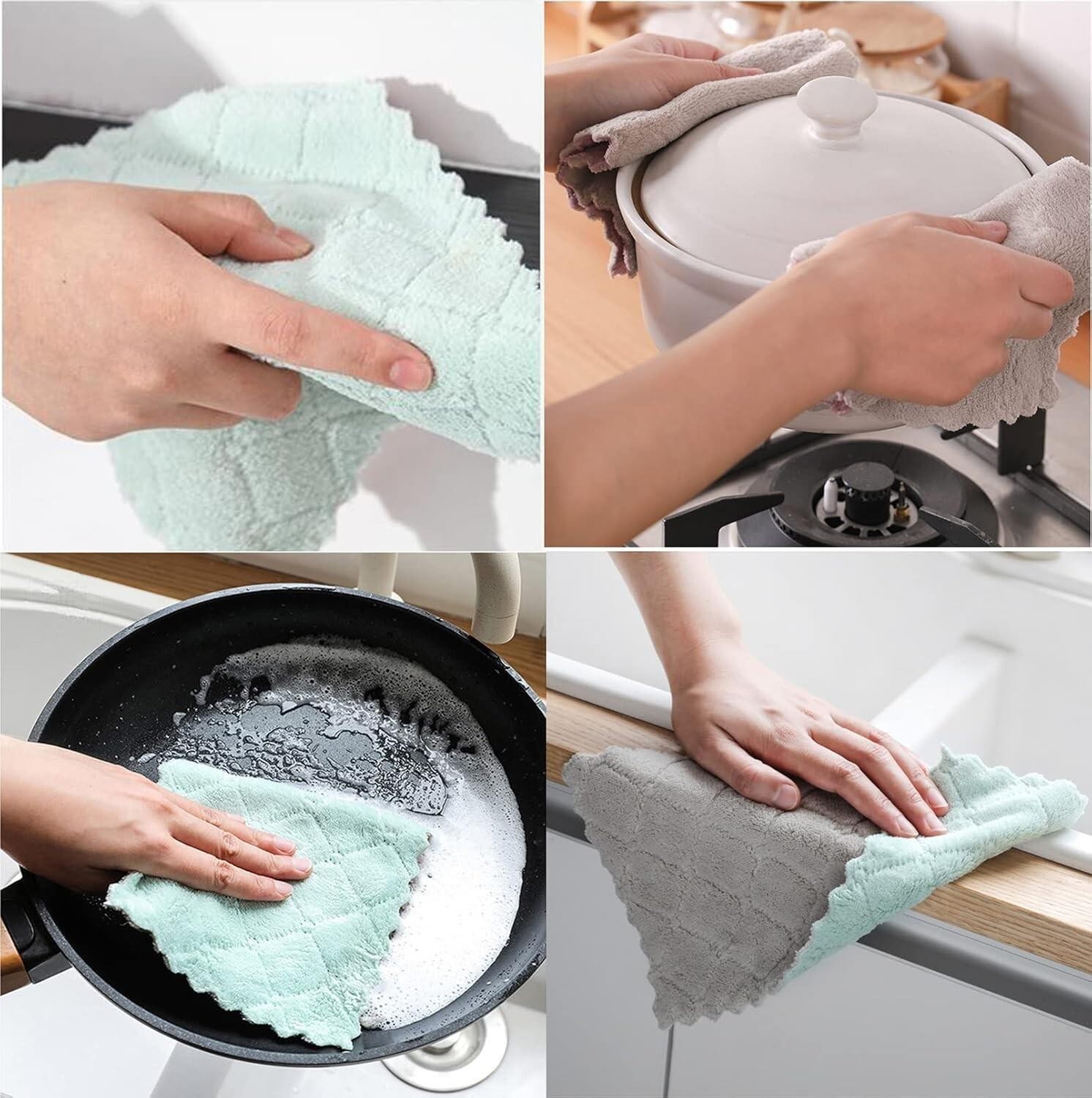 Super Absorbent Cleaning Cloths Microfiber Dishtowels Soft Cloth Rags, 10-Pack
