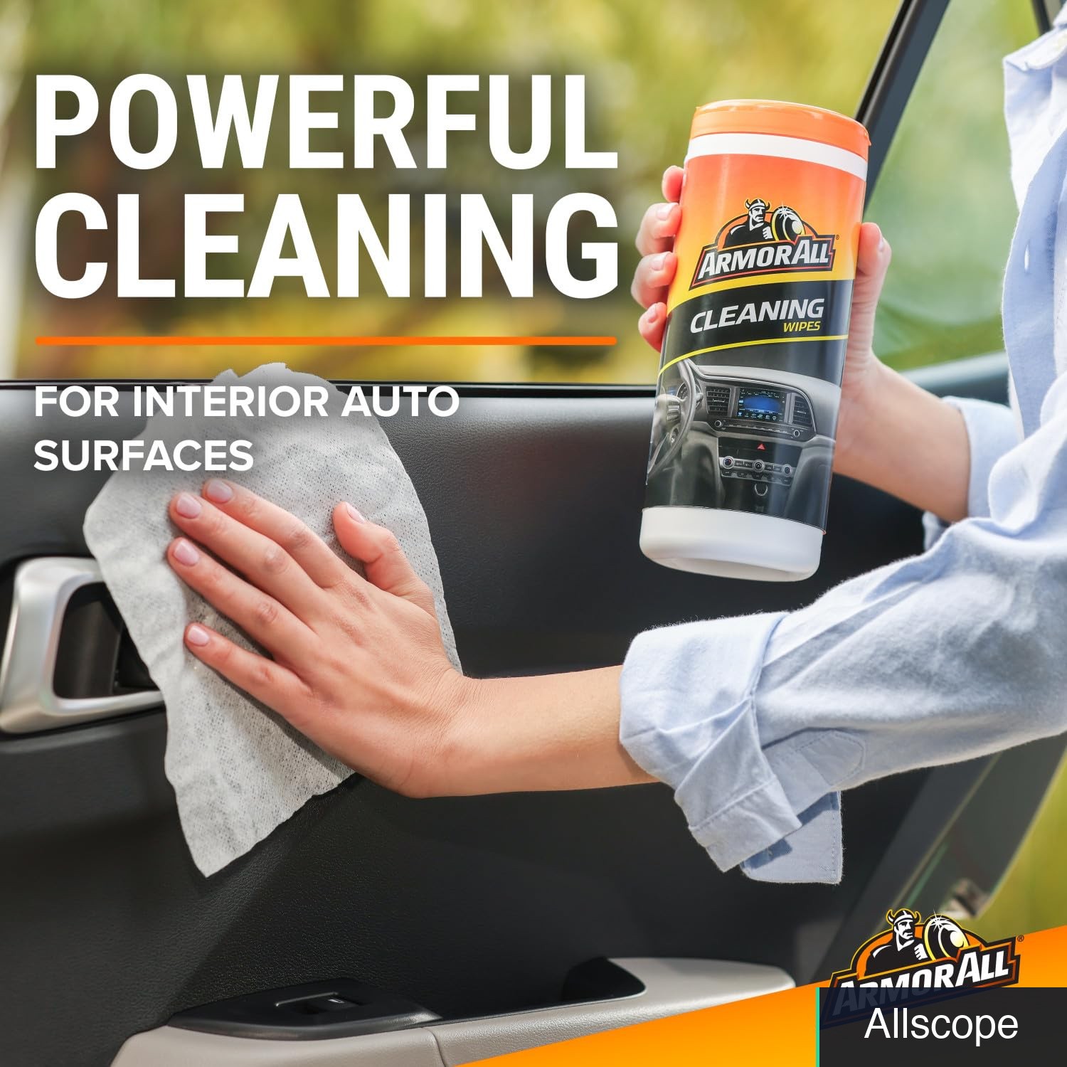 Car Interior Cleaning Wipes, 90 Count Canister Stain-Removing Disposable