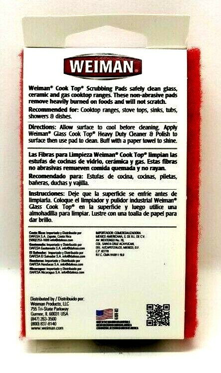 Weiman Cook Top Scrubbing Pads 3-count package Kitchen Organization Cleaning