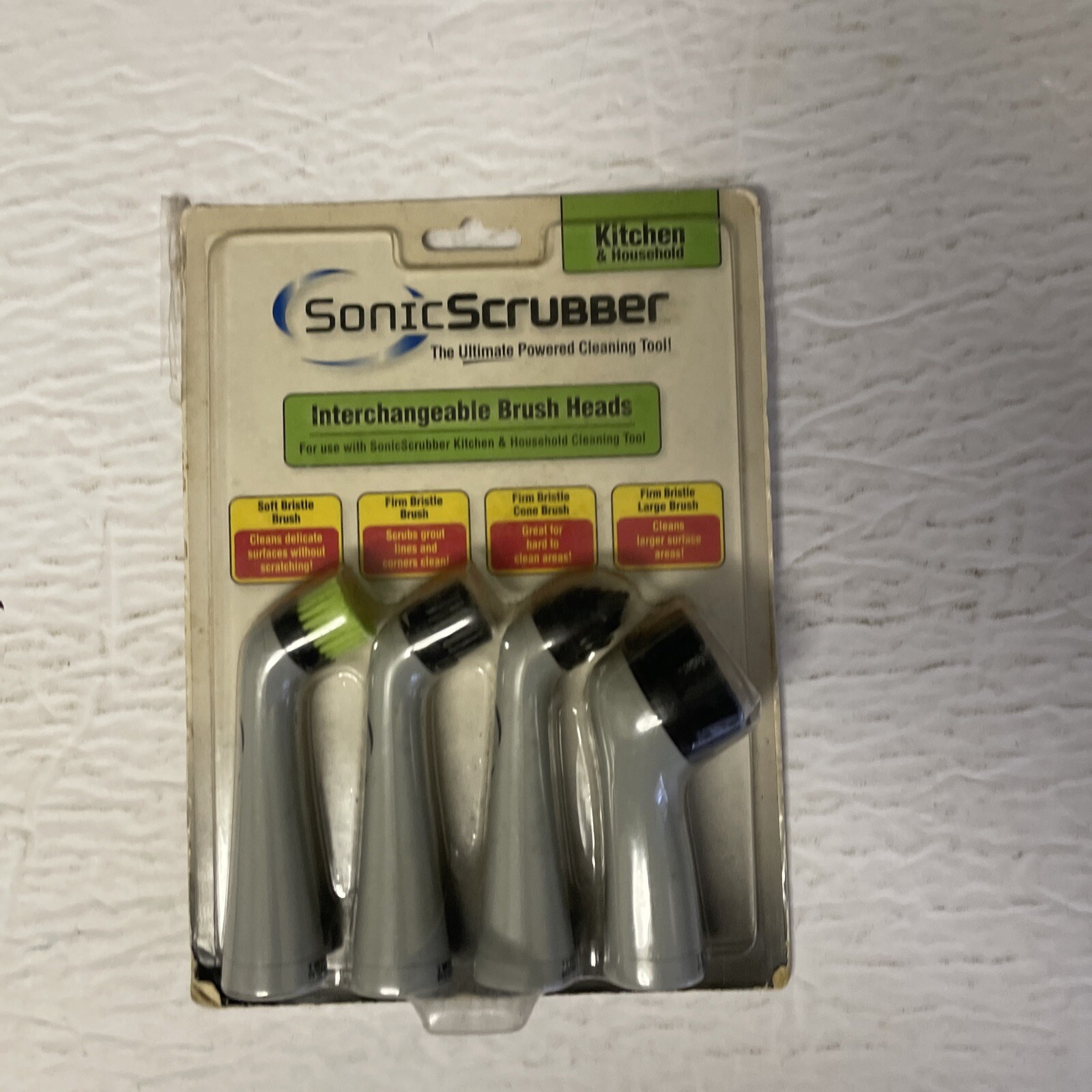 Sonic Scrubber Power Cleaner Interchangeable Brush Heads 4 Count