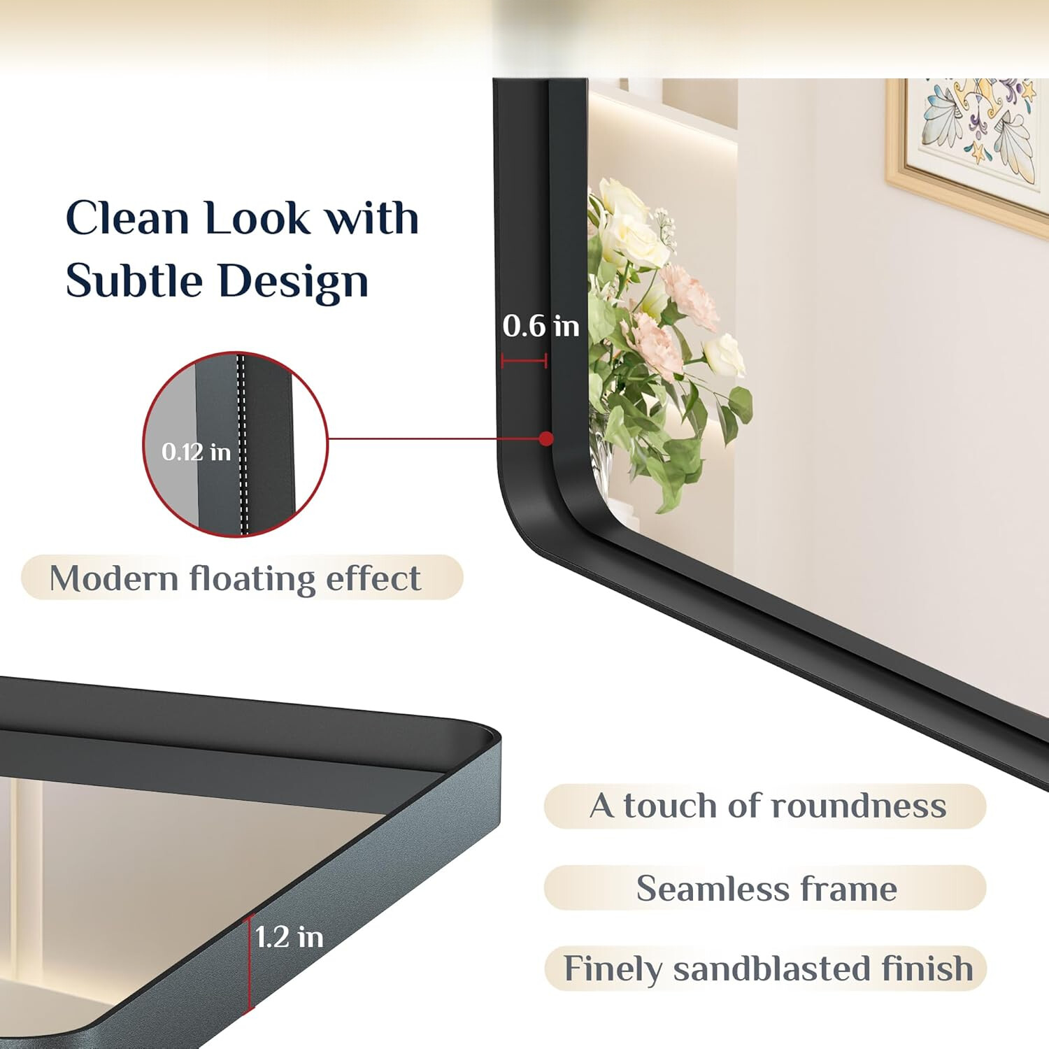 Black Bathroom Mirror,20 x 30-Inch Rectangular Wall Vanity Mirror,Tempered Glass