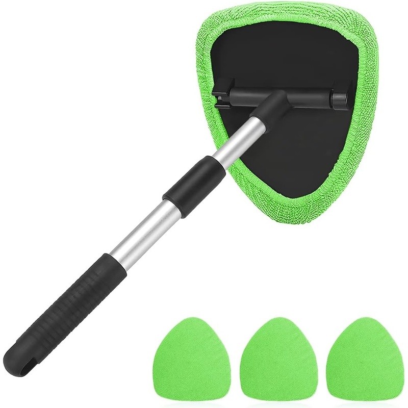 Extendable Windshield Cleaner 180 Degree Rotation Microfiber Cloth Reusable Tool