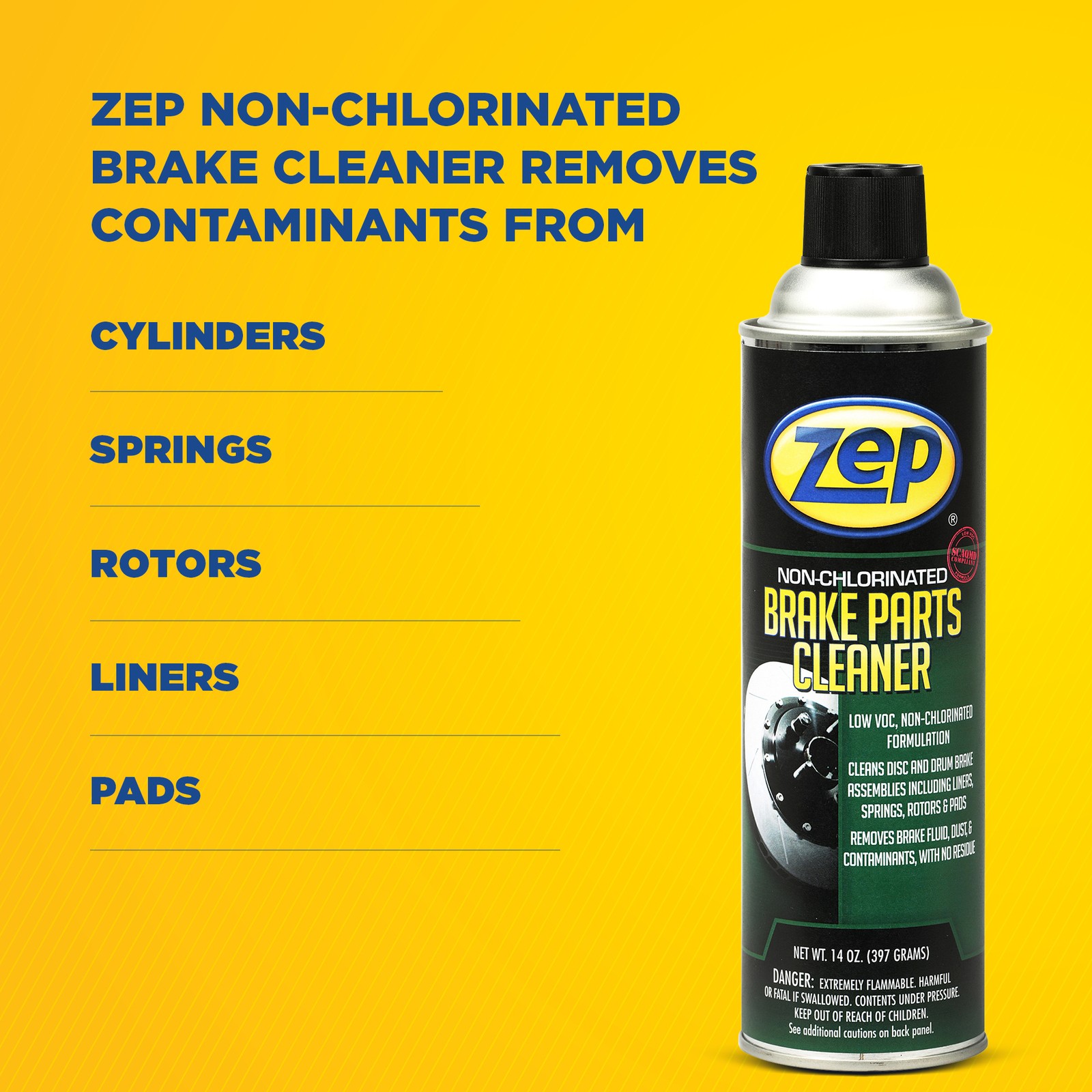 Zep Non-Chlorinated Brake Cleaner – 14 oz (Case of 12) – 1047996 – Cleans Disc