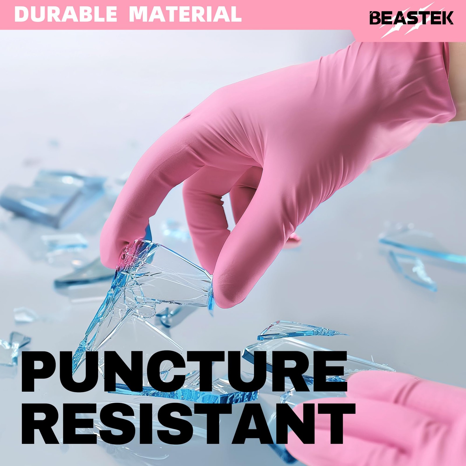 Beastek Nitrile Disposable Gloves, 4 mil Large, Large (Rose Quartz)