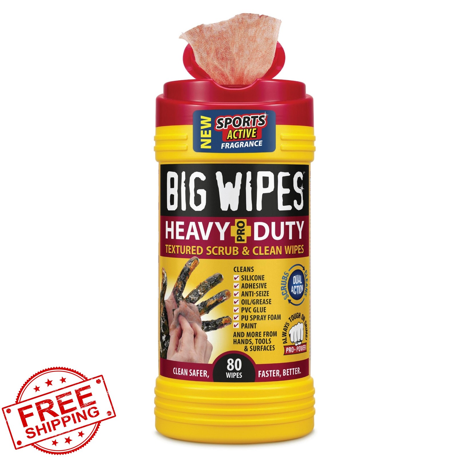 BIG WIPES heavy duty hand cleaner wipes, 80ct