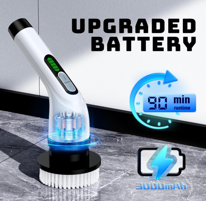 Cepillo eléctrico giratorio inalámbrico IPX7, 7 cabezales, doble velocidad