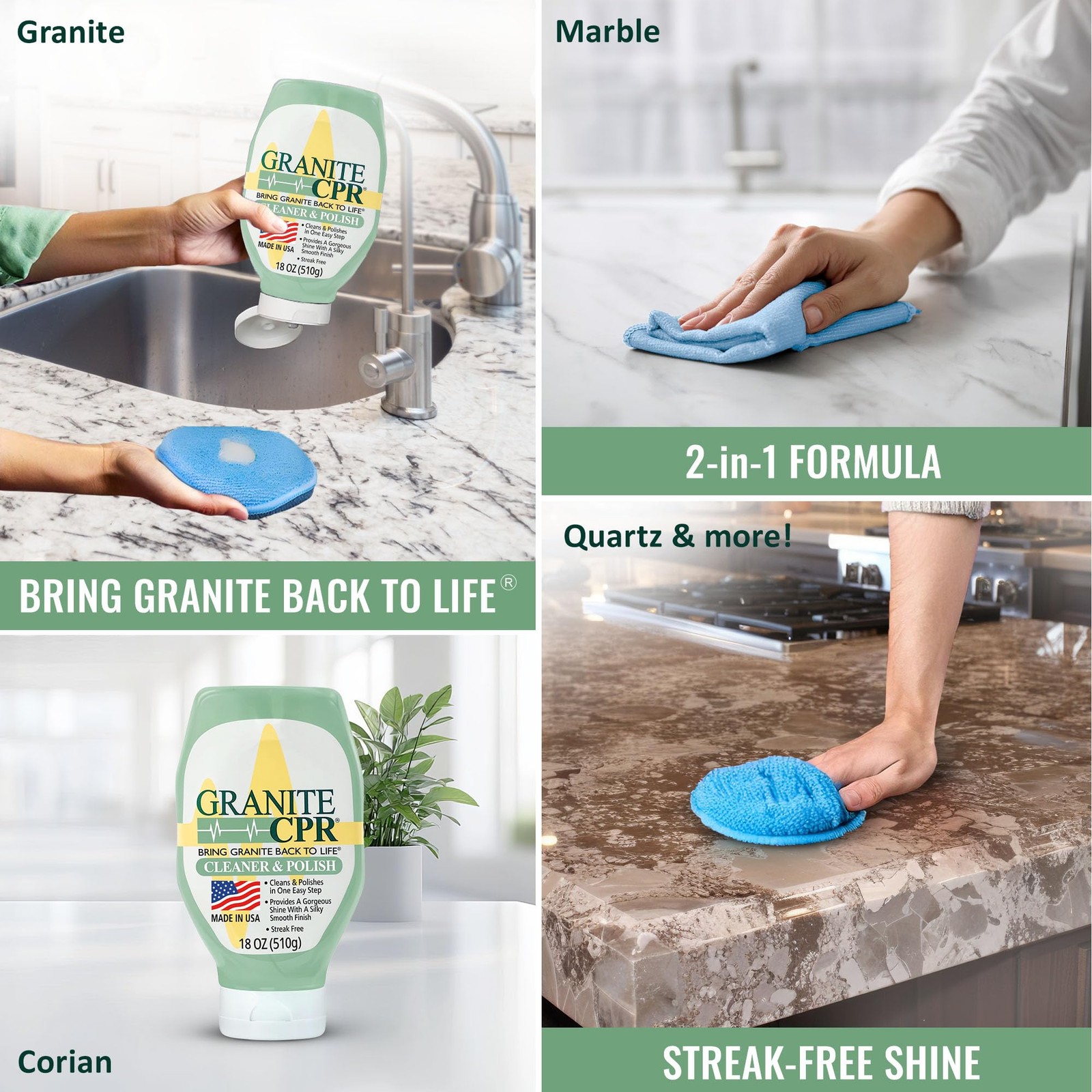 Granite Cleaner & Polish Can Be Used Daily On Granite, Marble, Quartz & Coria…