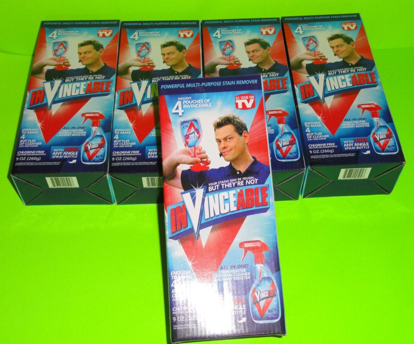 (5x) InVinceable Bottle + 20pk All In One Cleaner Stain Fighter Laundry Booster