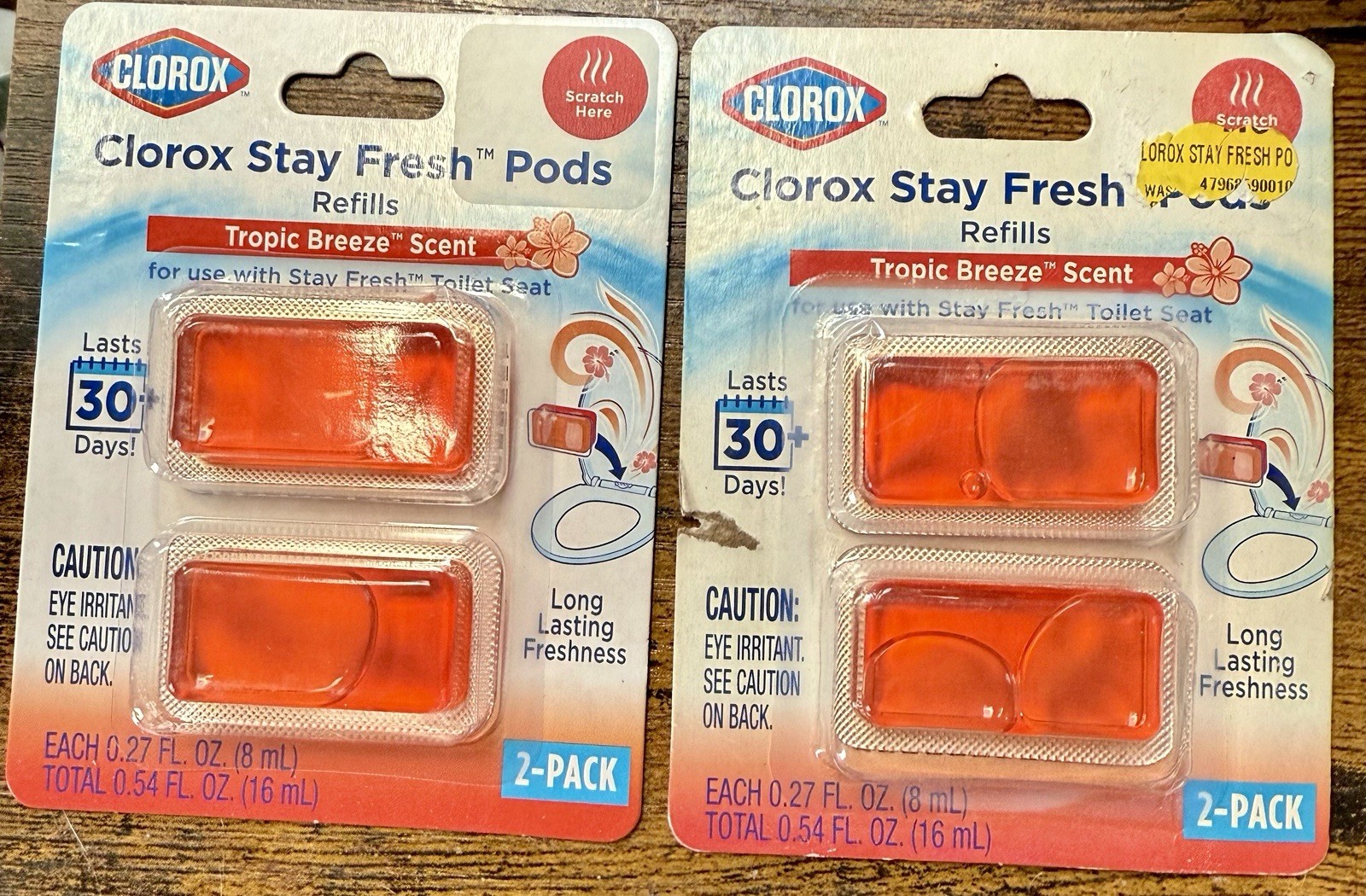 Clorox Stay Fresh Refill Pods Tropic Breeze 2 Pack~Lot of 2~New Sealed