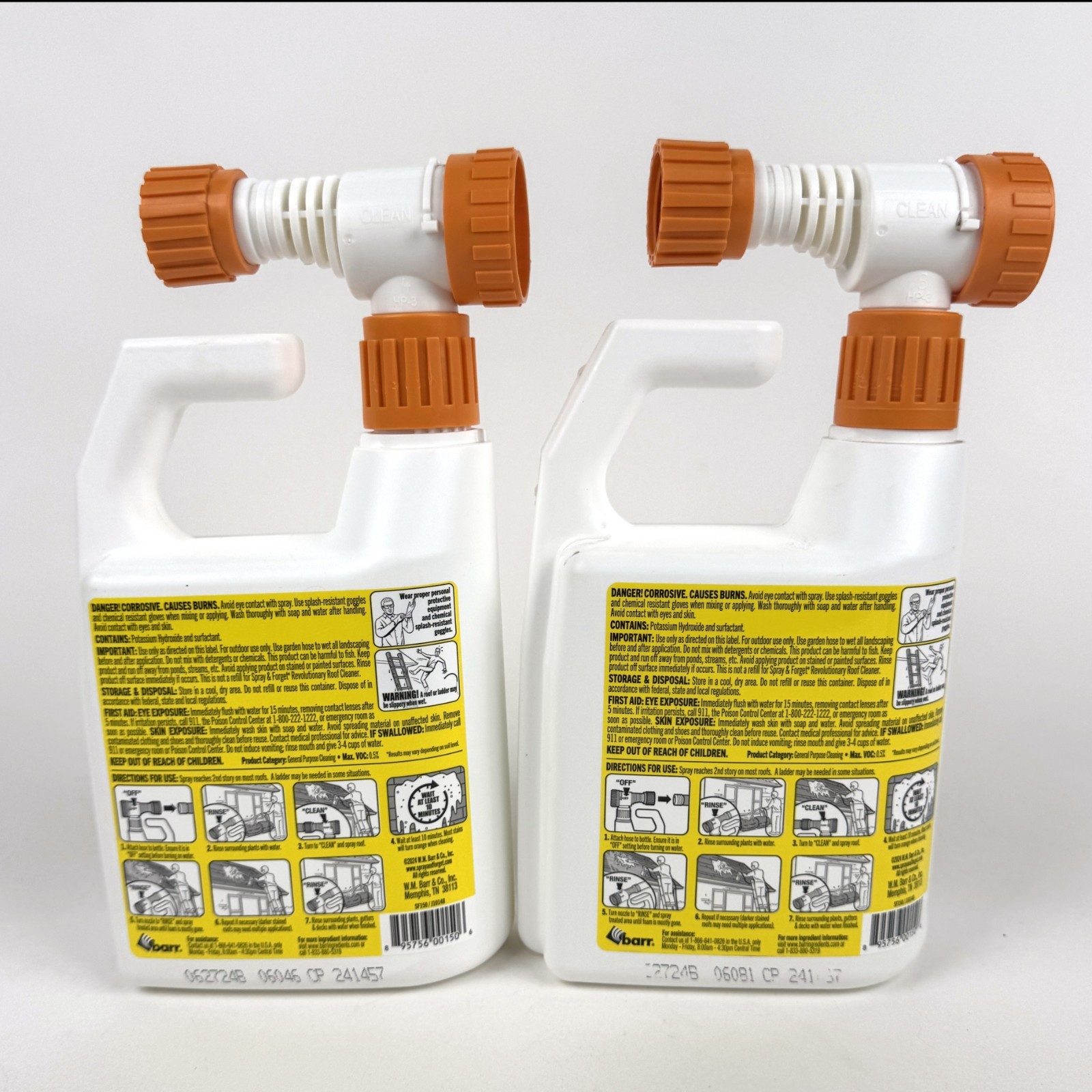 2-PACK Spray & Forget Revolutionary Roof Cleaner 32oz / 1 Qt Hose-End Bottle