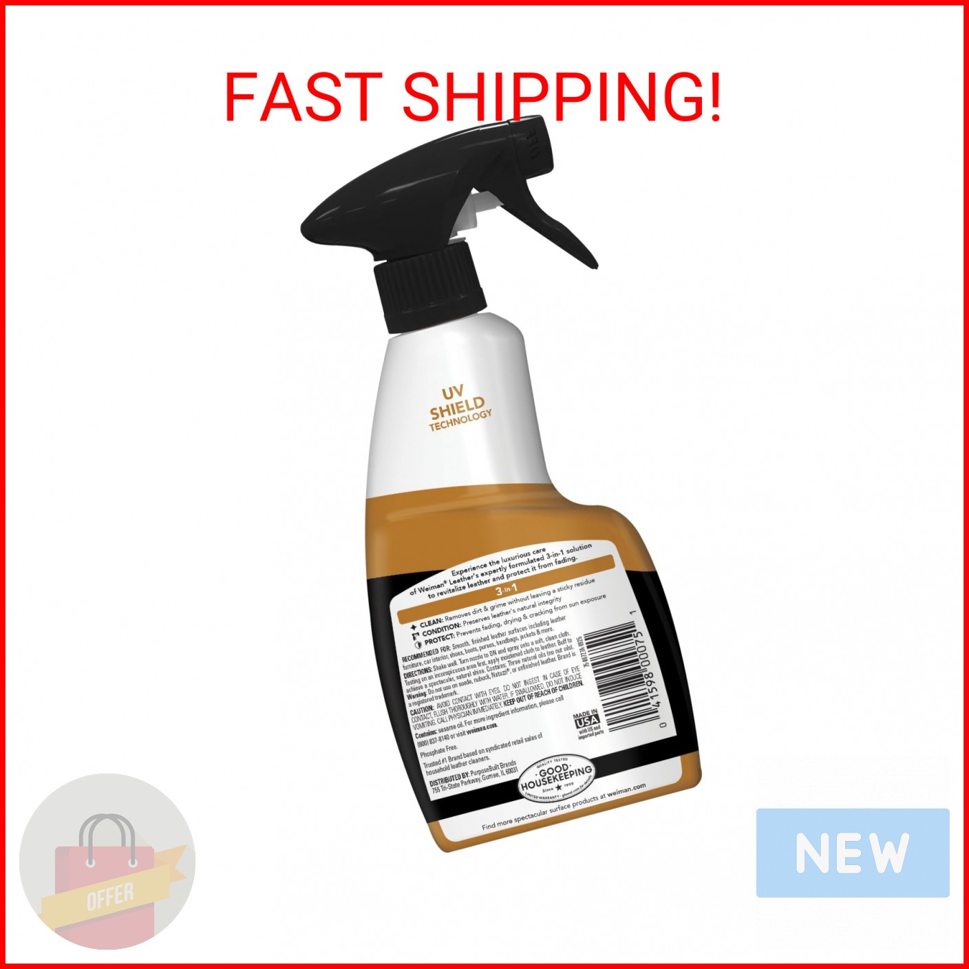 Weiman Leather Cleaner and Conditioner for Furniture – 12 Ounce – 2 Pack – Ultra