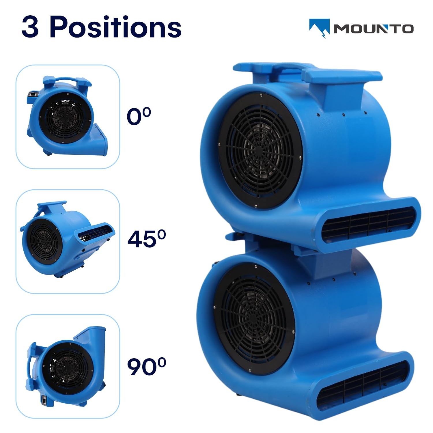 MOUNTO 3-Speed Air Mover 1HP 4000+ CFM Monster Floor Blower Carpet