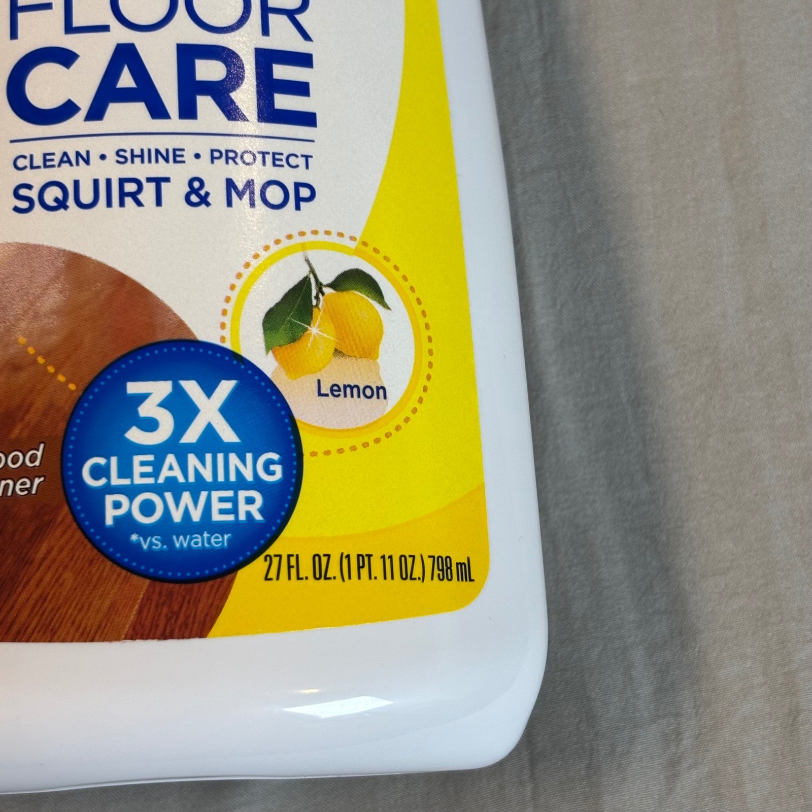 Pledge FloorCare Wood Squirt & Mop Hardwood Cleaner Lemon 27 oz Bottle 70% full