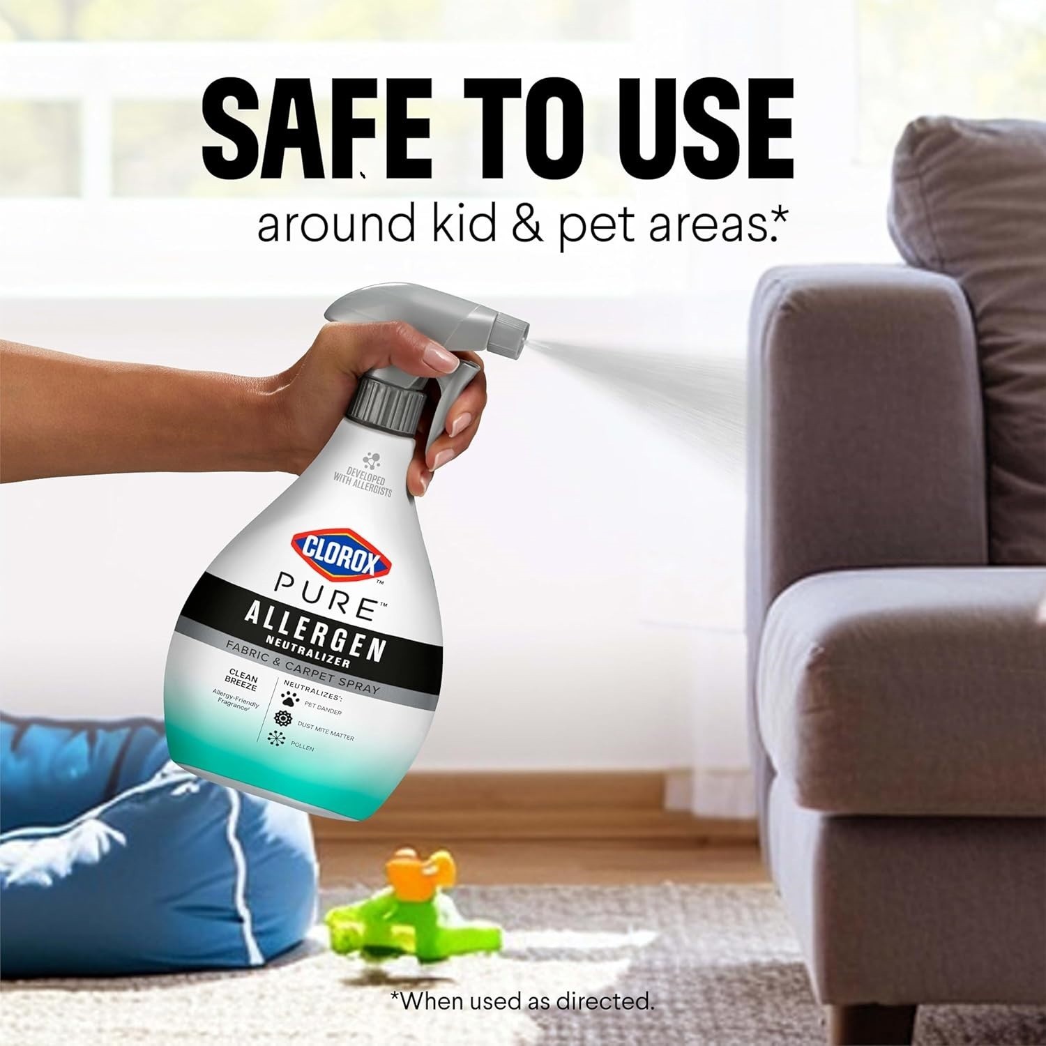 Clorox PURE Allergen Neutralizer Fabric and Carpet Spray, Clean Breeze, 26 Fluid