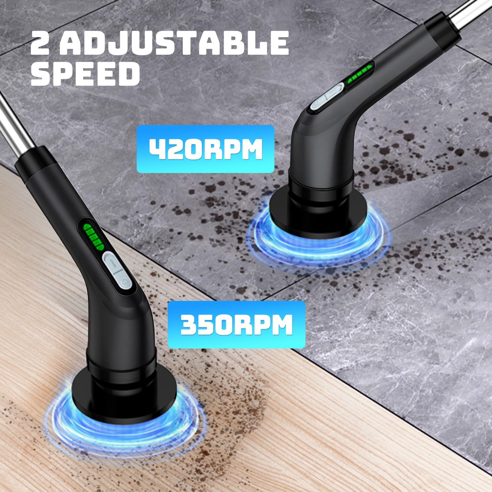 Electric Spin Scrubber, Powerful 2Speed Cleaning Brush,