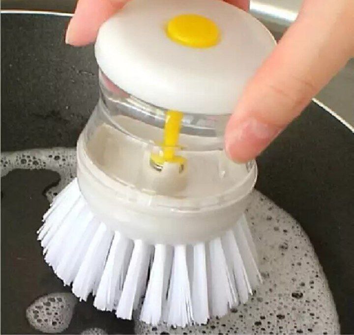 Kitchen Wash Pot Dish Brush Clean Utensils with Washing Up Liquid Soap Dispenser