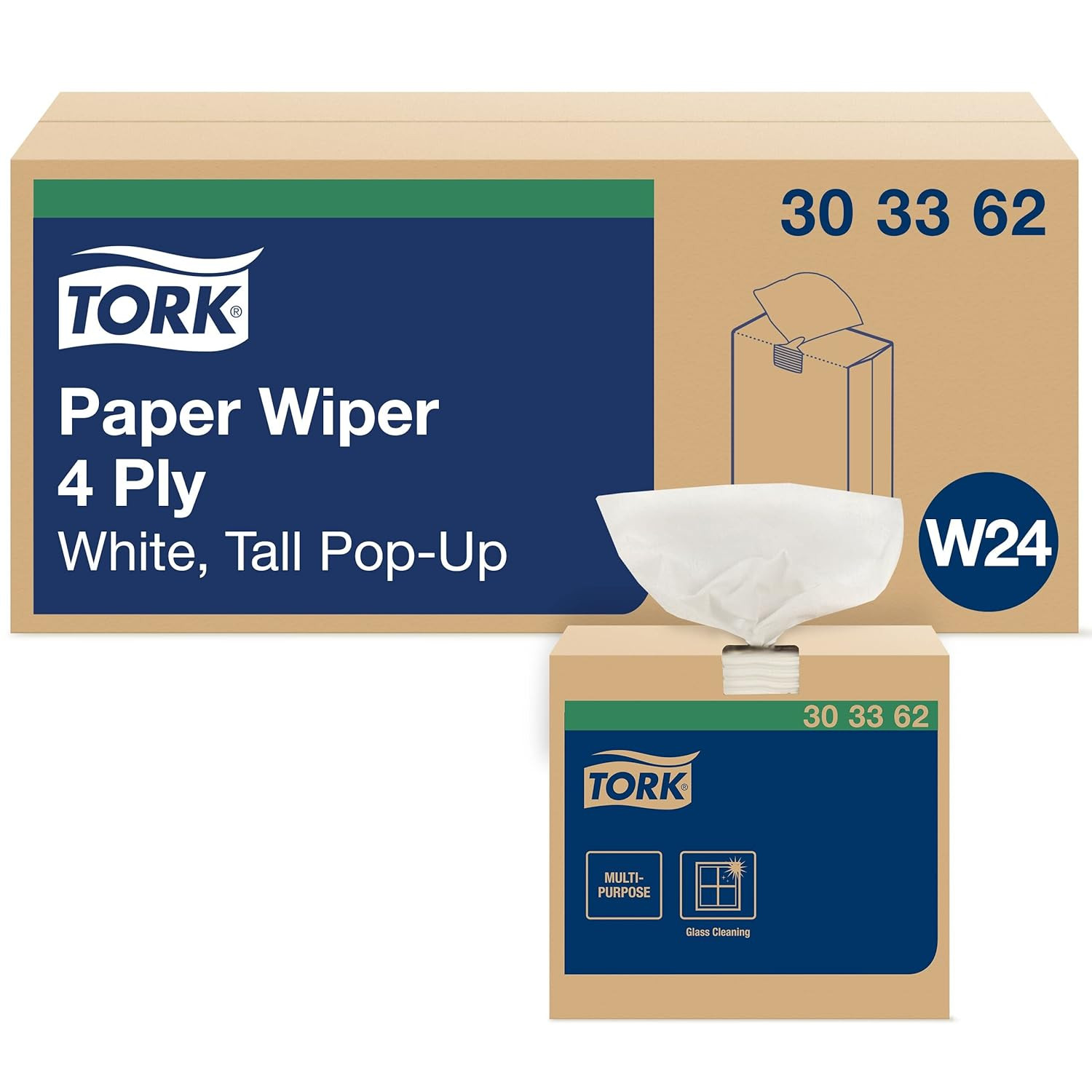 Paper Wiper White Self Dispensing, Pop-Up Box, 8 X 125 Sheets, 303362