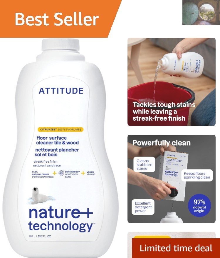 Eco-Friendly Citrus Zest Floor Cleaner – Plant-Based & , 35.2 Fl Oz