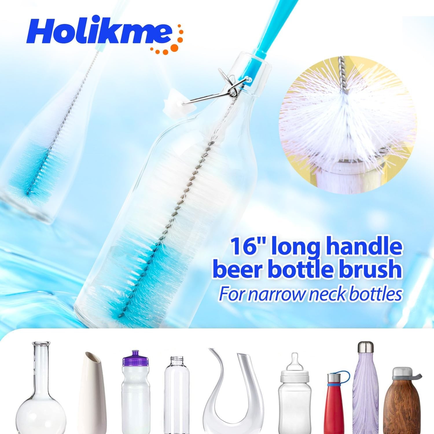 Bottle Brush Tube Cup Cleaner for Washing Narrow Neck Wine Decanter Sports Mug