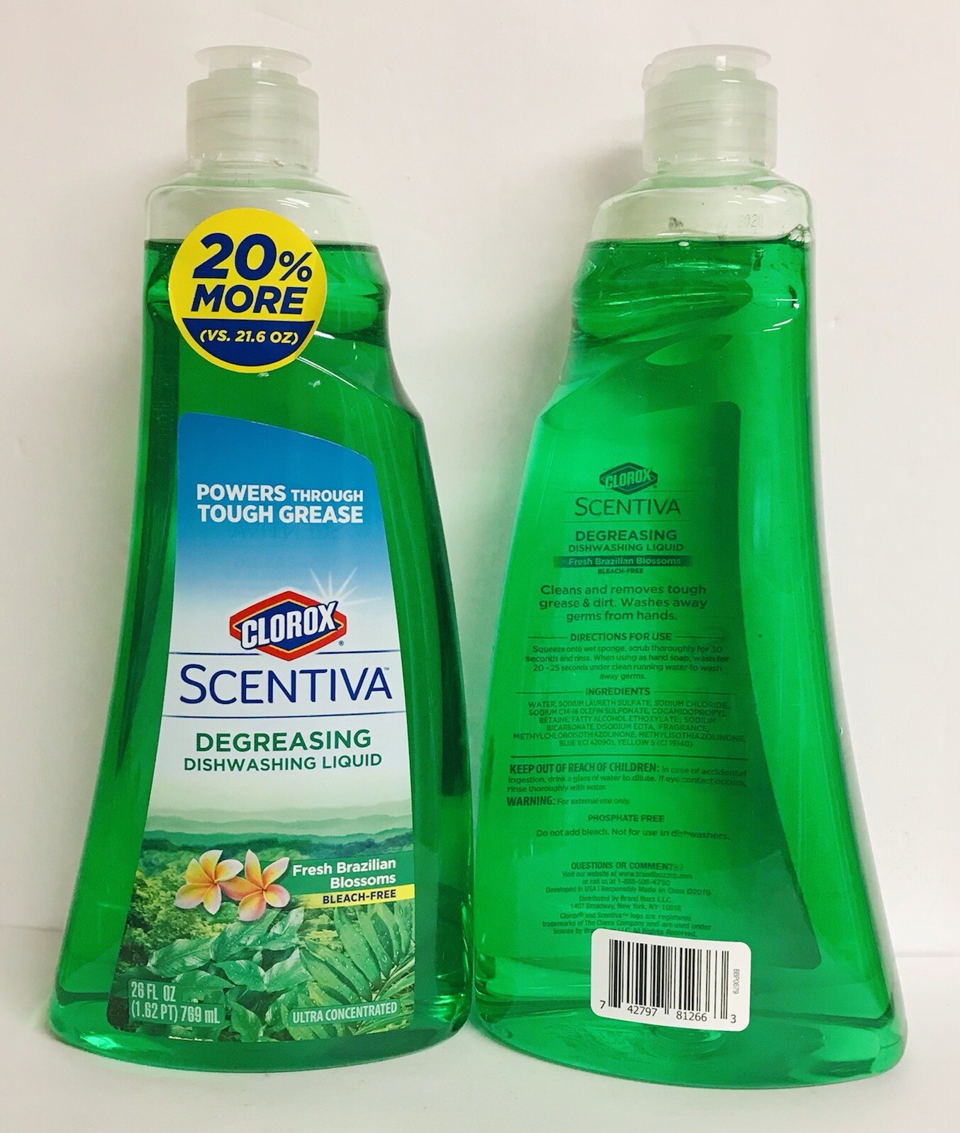 2 Bottles Scentiva ~ Degreasing Dishwasing Liquid 26 fl oz Each