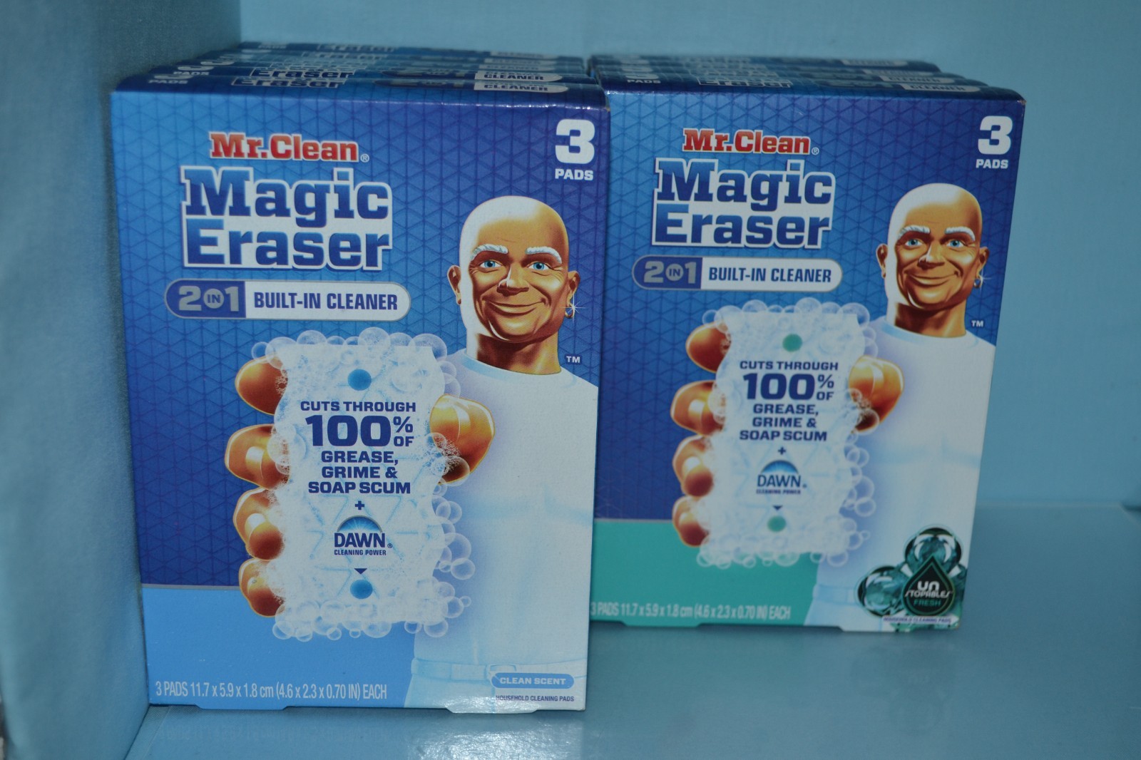 (10) Mr Clean Magic Eraser 2 in 1 Built In Cleaner, 3 In Each Box, 2 Scents