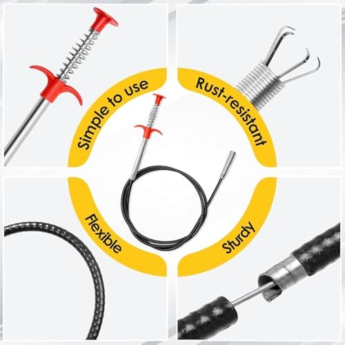 (76 inch) Drain Snake, Drain Clog Remover – Gutter Cleaning Tools Cleaner for