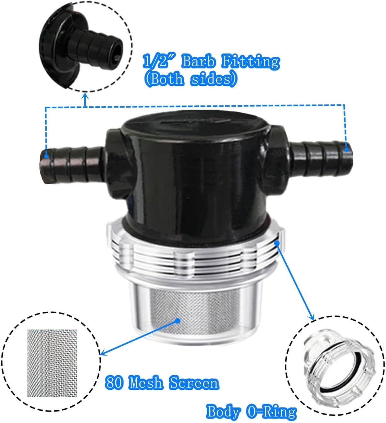 2PC Water Pump Filter, 1/2 Inches Water Inlet Filter Compatible W Color: Small
