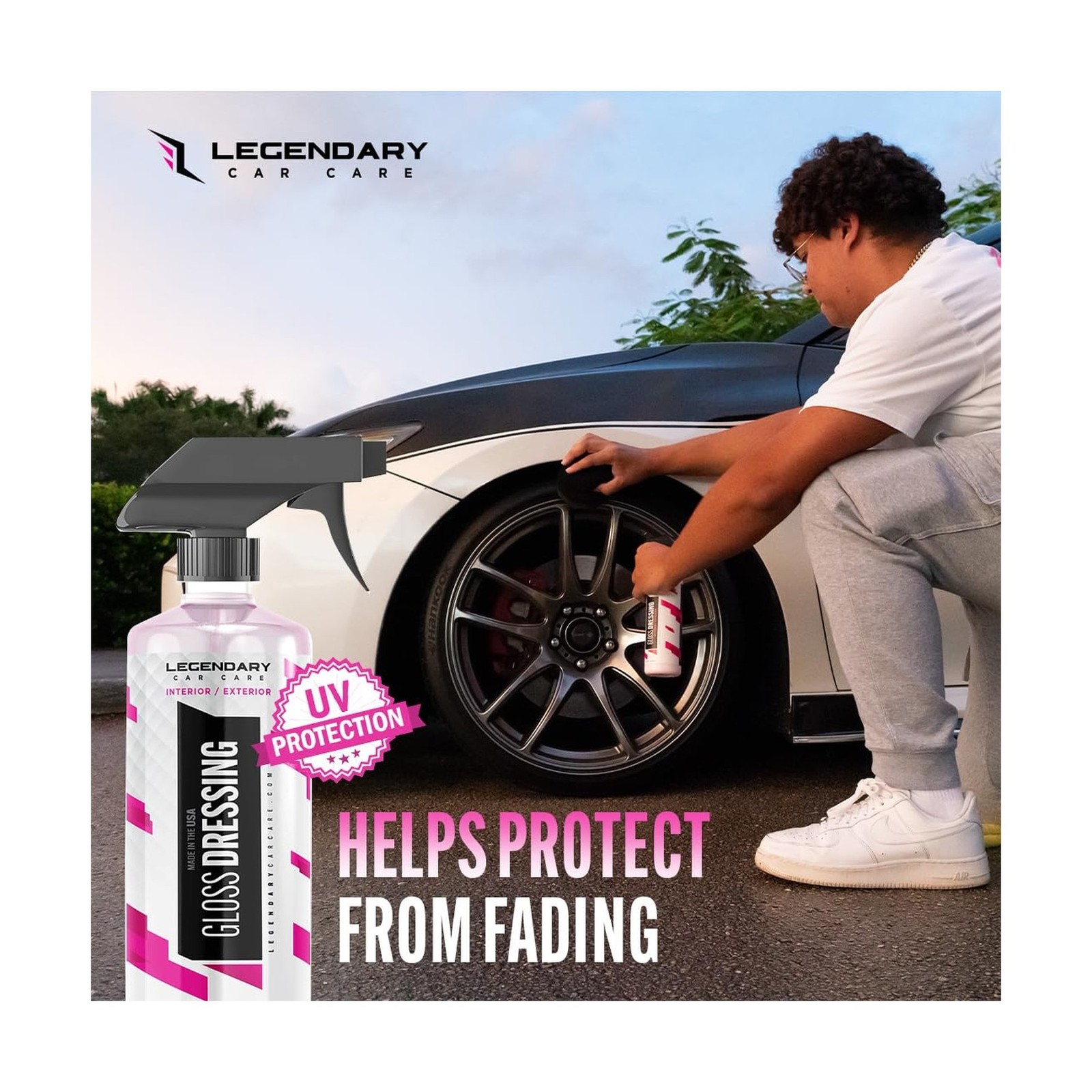 Legendary Gloss Dressing 16oz – Tire Shine Spray & Plastic Restorer – Wate